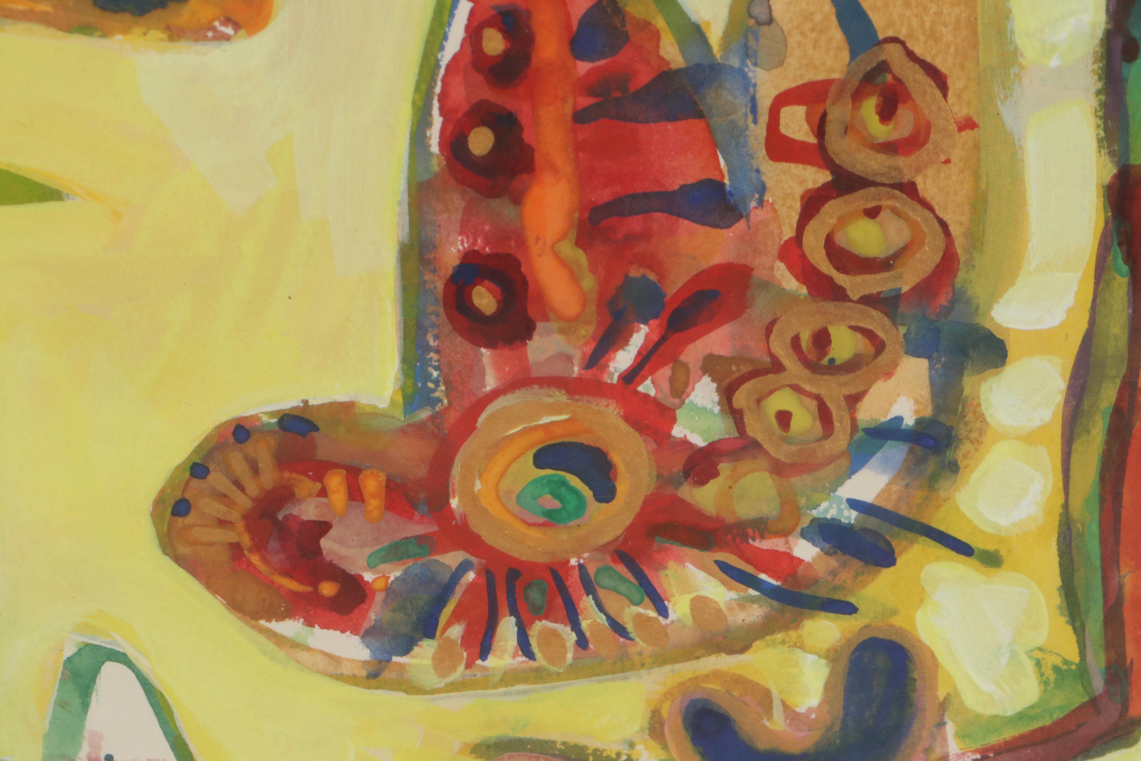 Sarah Roush Abstract Gouche Painting, 21st Century