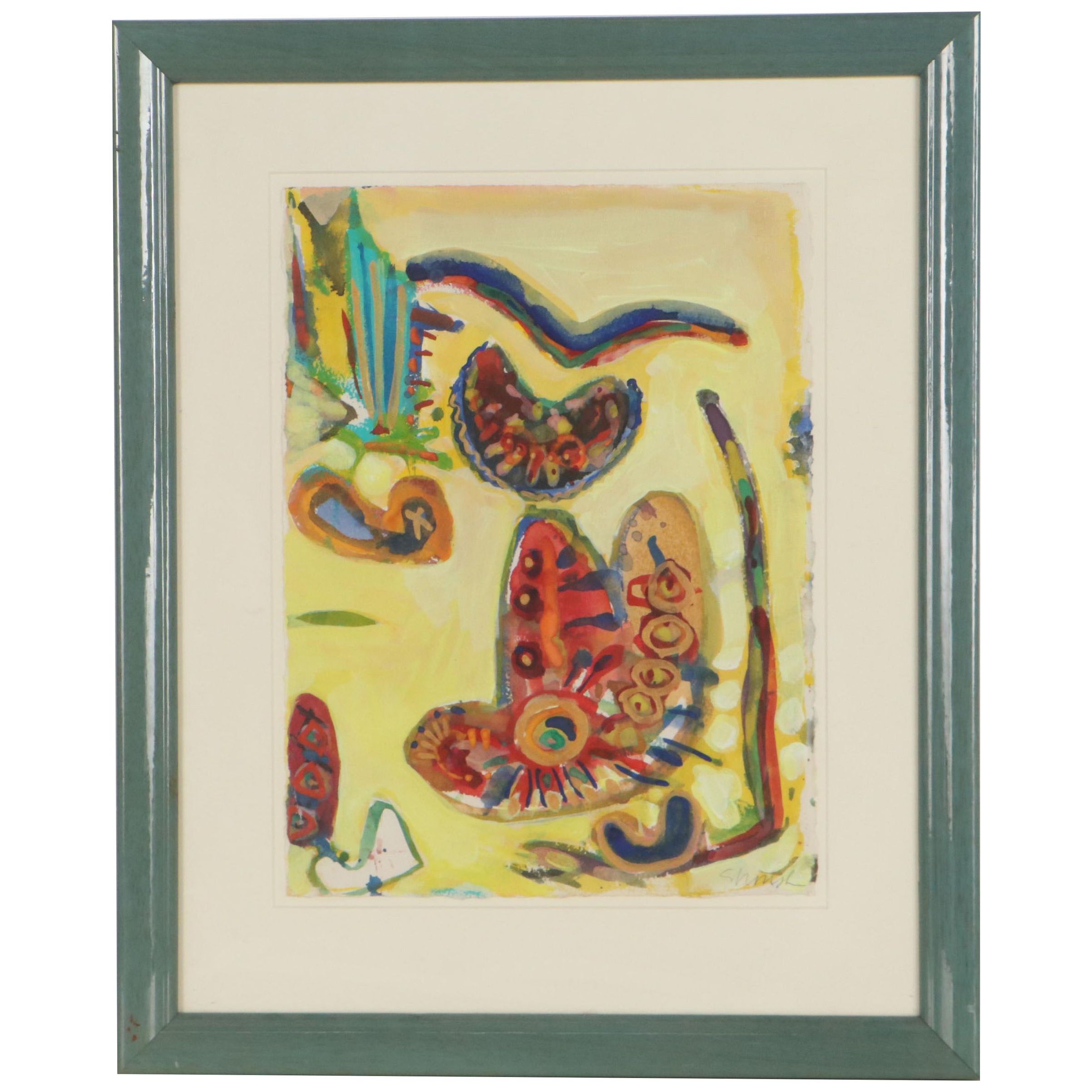 Sarah Roush Abstract Gouche Painting, 21st Century