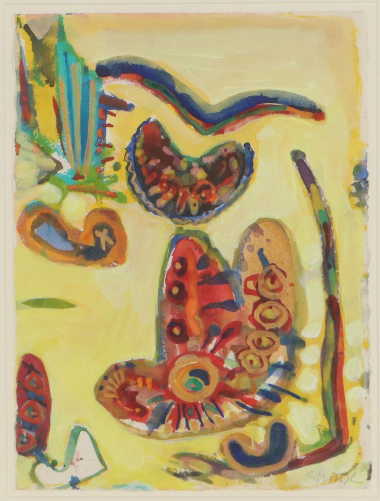 Sarah Roush Abstract Gouche Painting, 21st Century