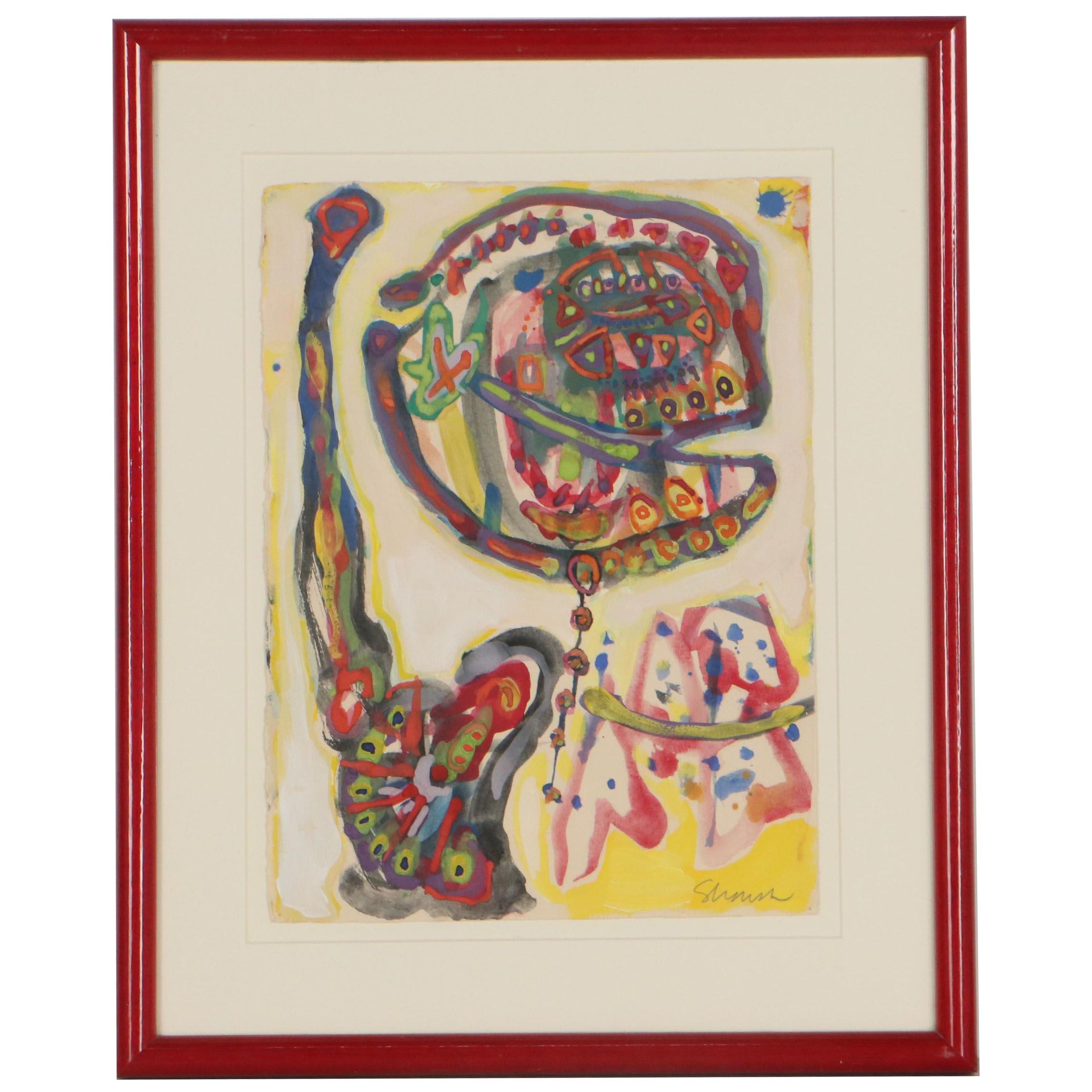 Sarah Roush Mixed Media Painting "Nema," 21st Century