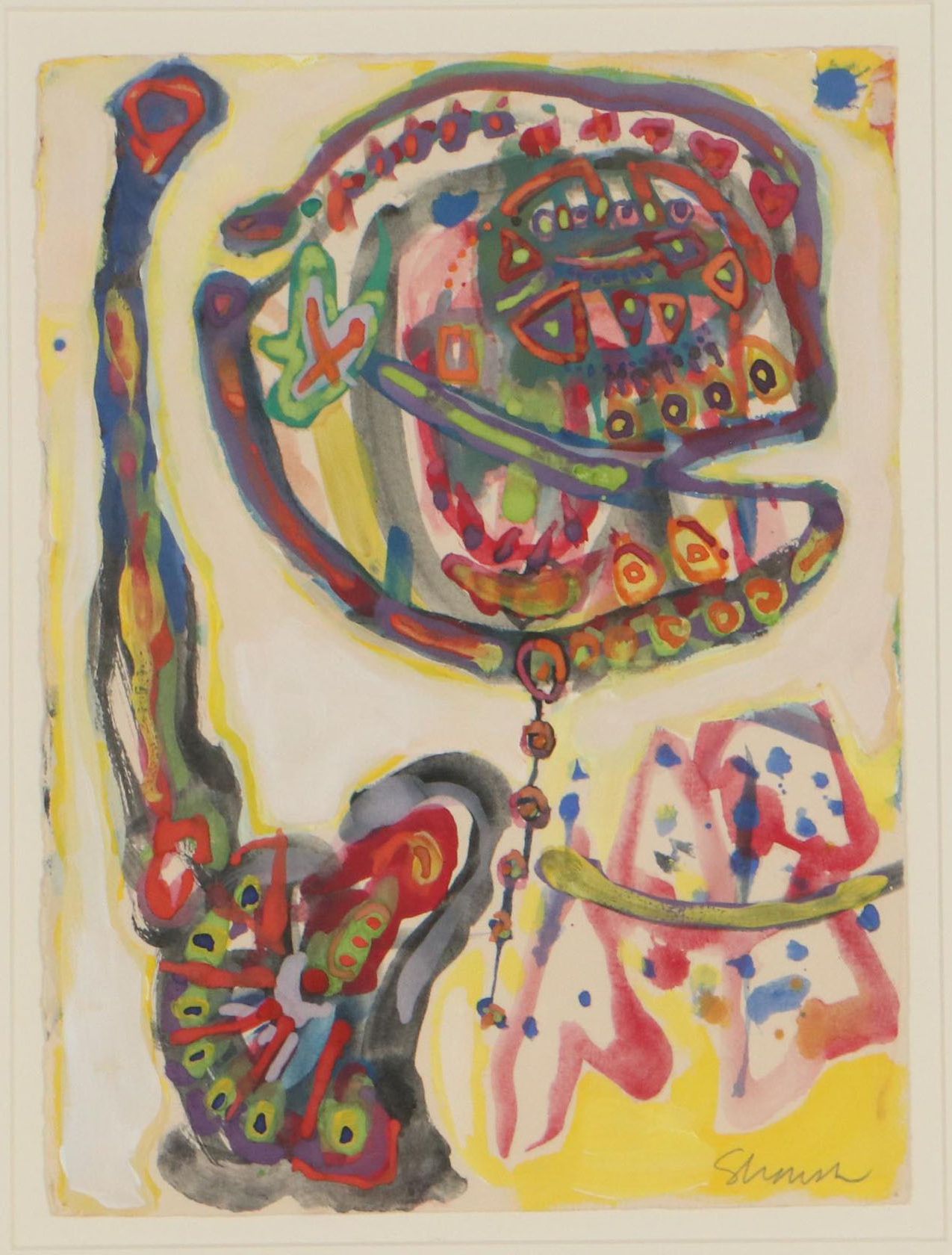 Sarah Roush Mixed Media Painting "Nema," 21st Century