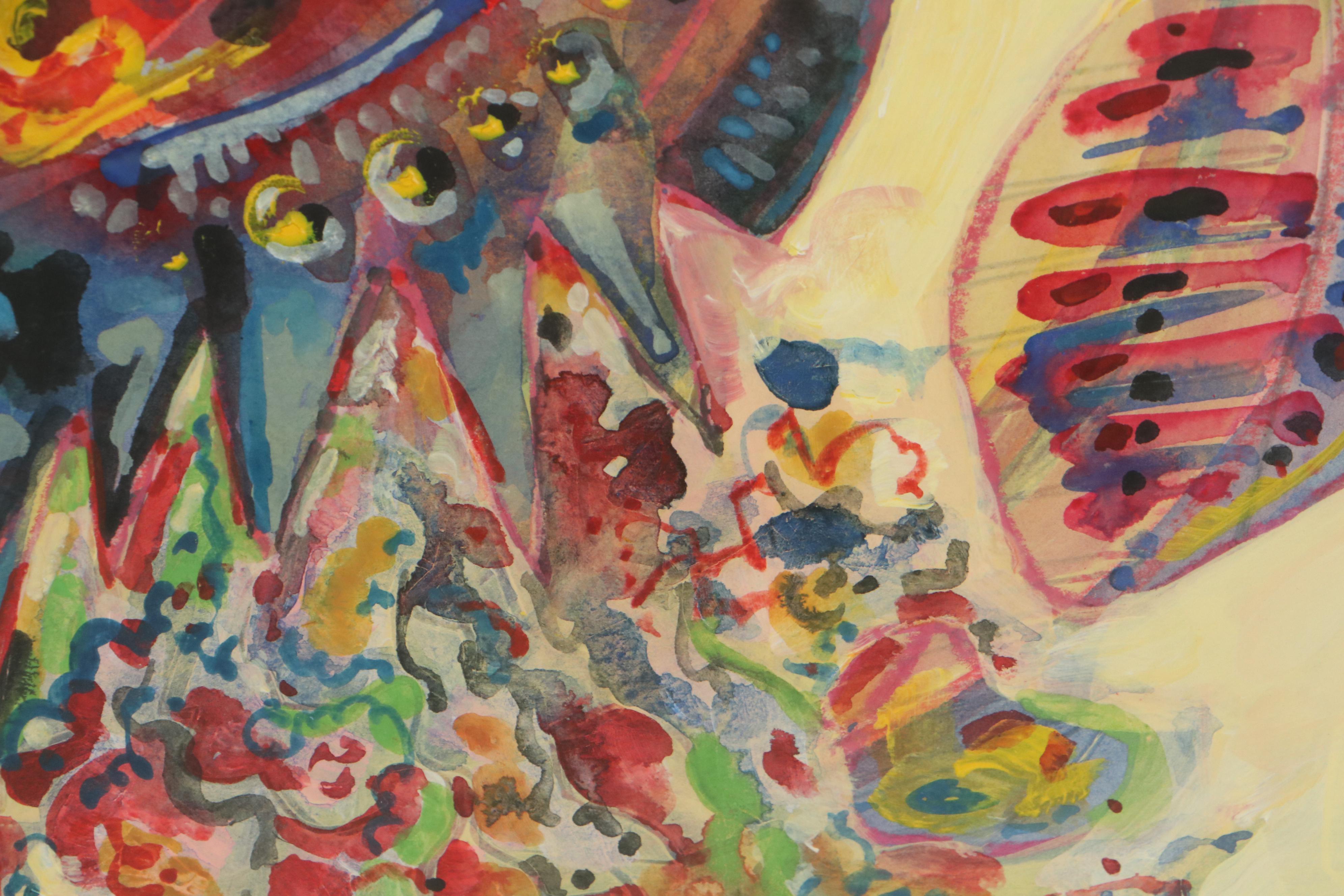 Sarah Roush Abstract Mixed Media Painting, 21st Century