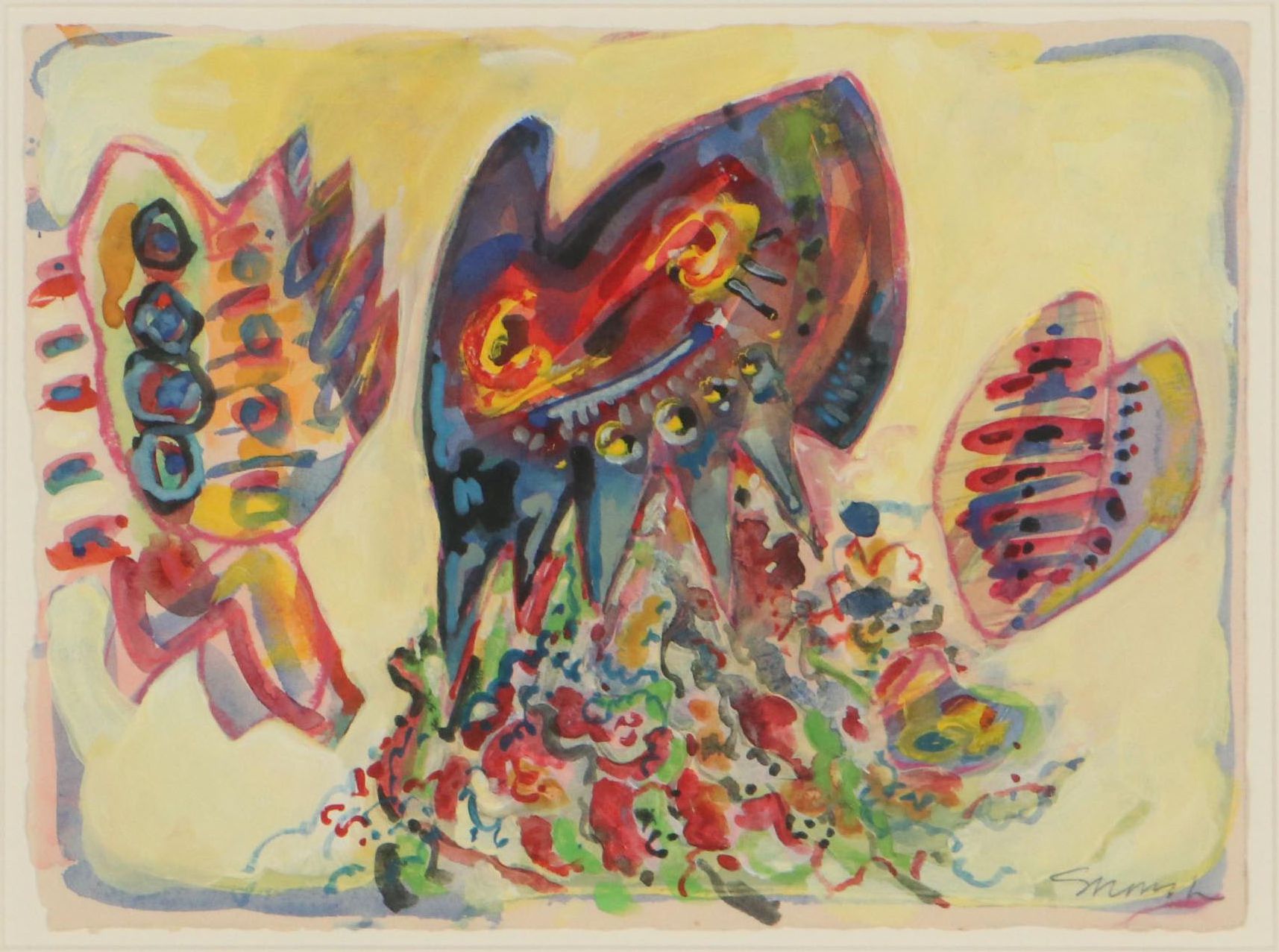 Sarah Roush Abstract Mixed Media Painting, 21st Century