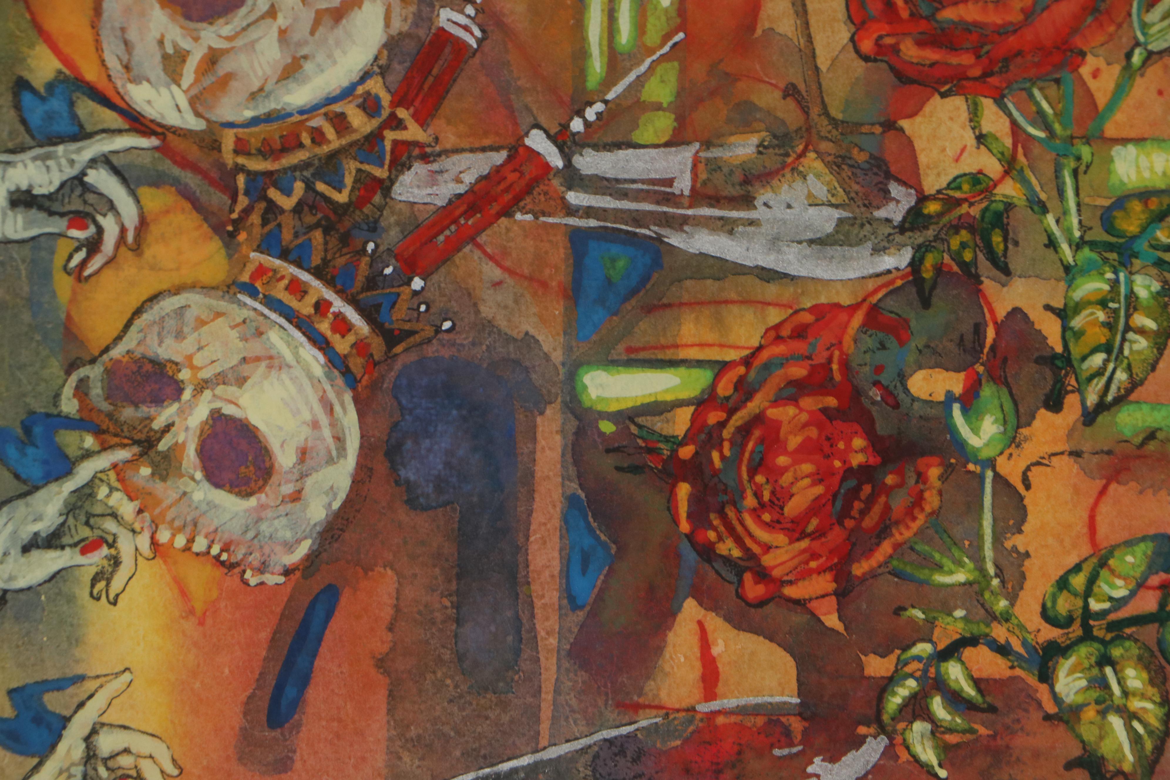 Sarah Roush Mixed Media Painting "Day of the Dead II"