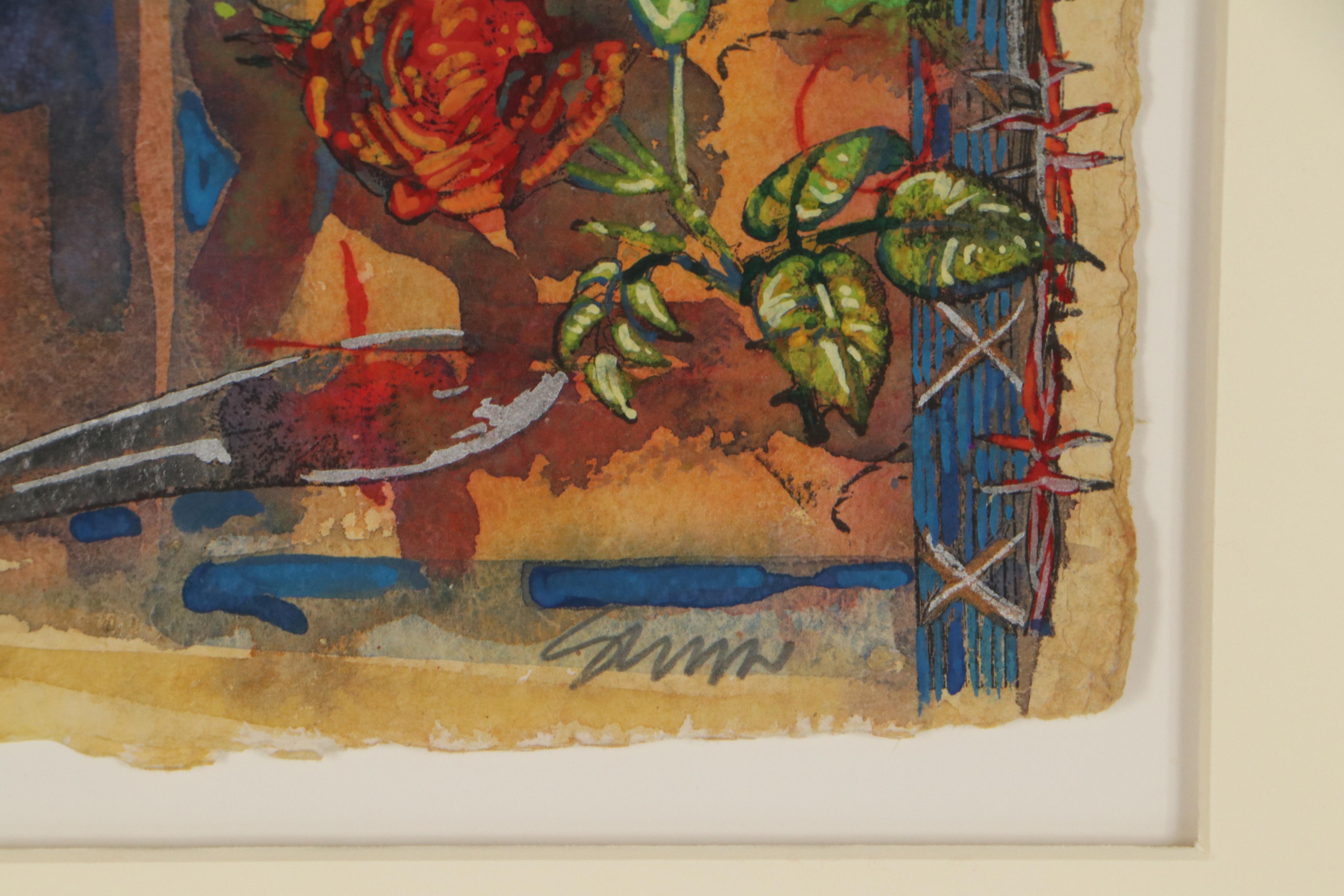 Sarah Roush Mixed Media Painting "Day of the Dead II"