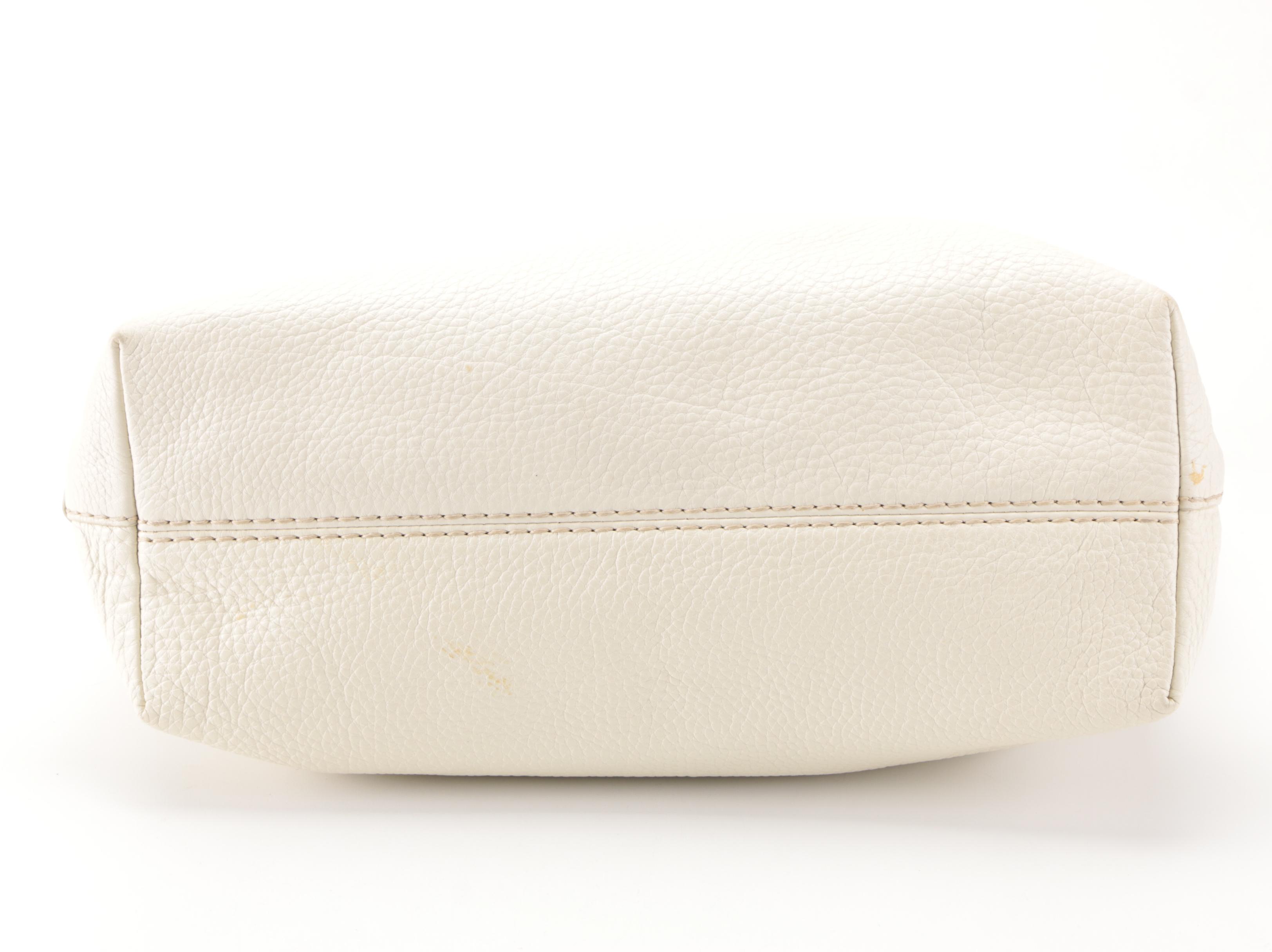 Prada Convertible Tote Bag in Bianco Vitello Daino Leather