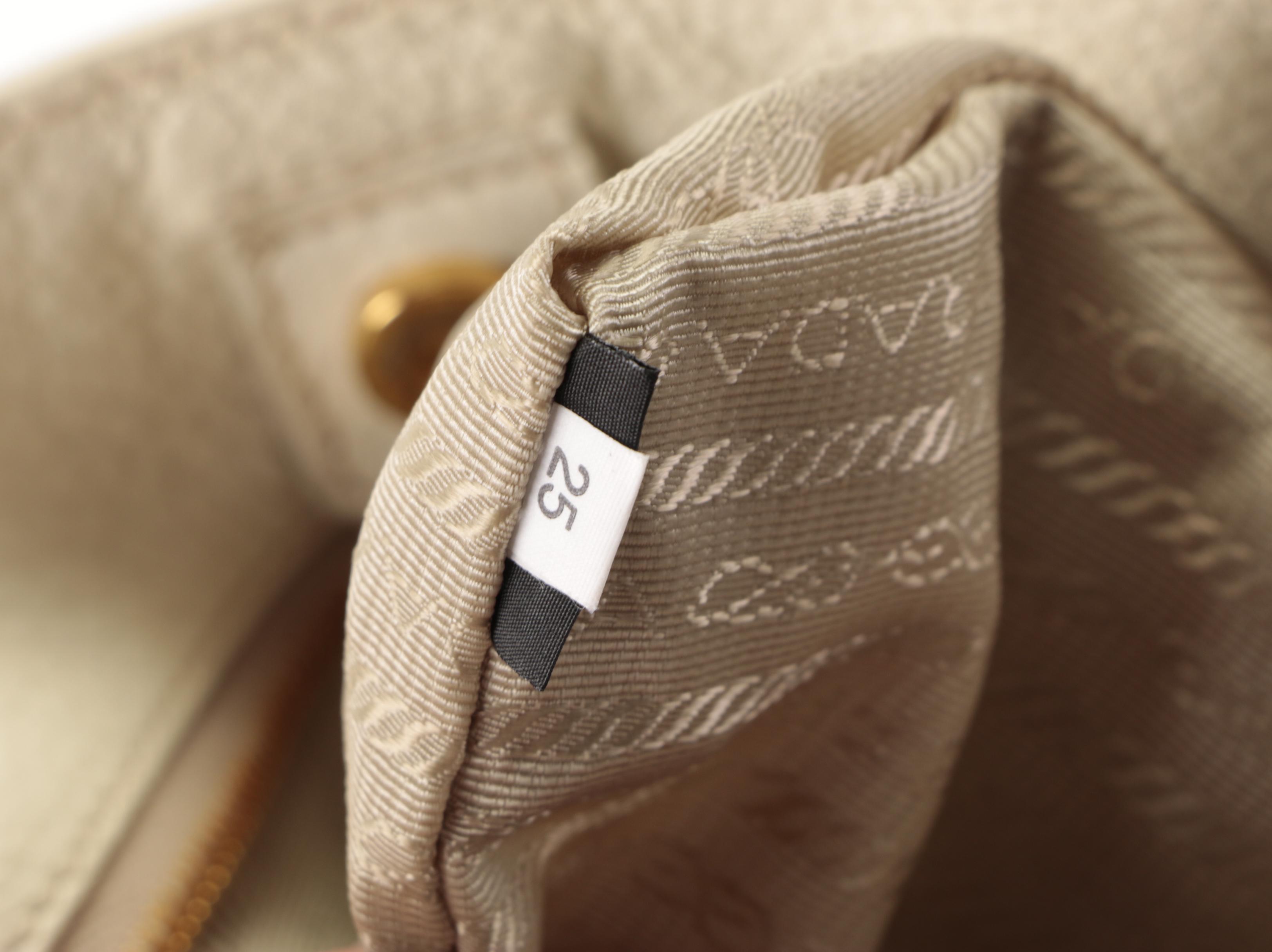 Prada Convertible Tote Bag in Bianco Vitello Daino Leather