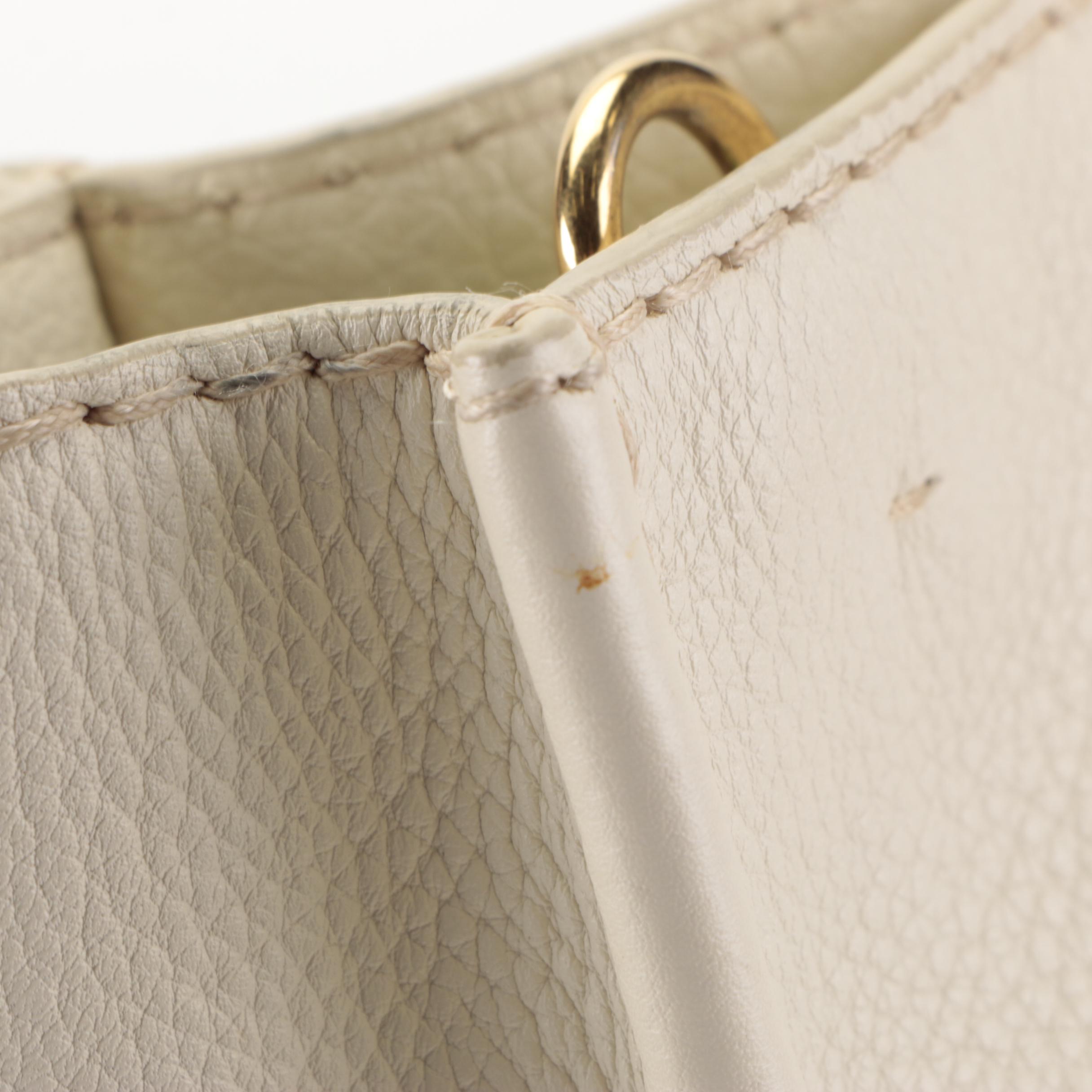 Prada Convertible Tote Bag in Bianco Vitello Daino Leather