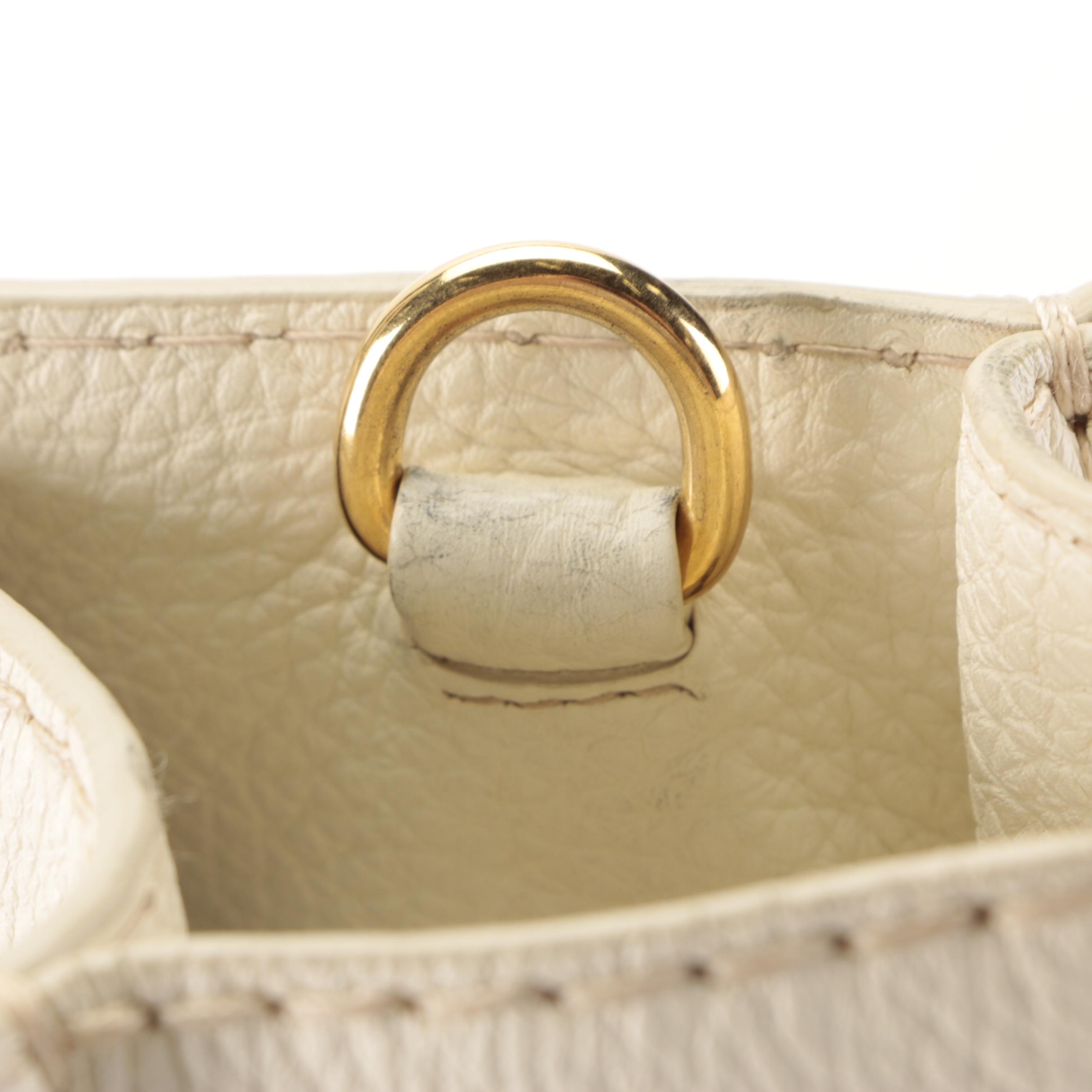 Prada Convertible Tote Bag in Bianco Vitello Daino Leather