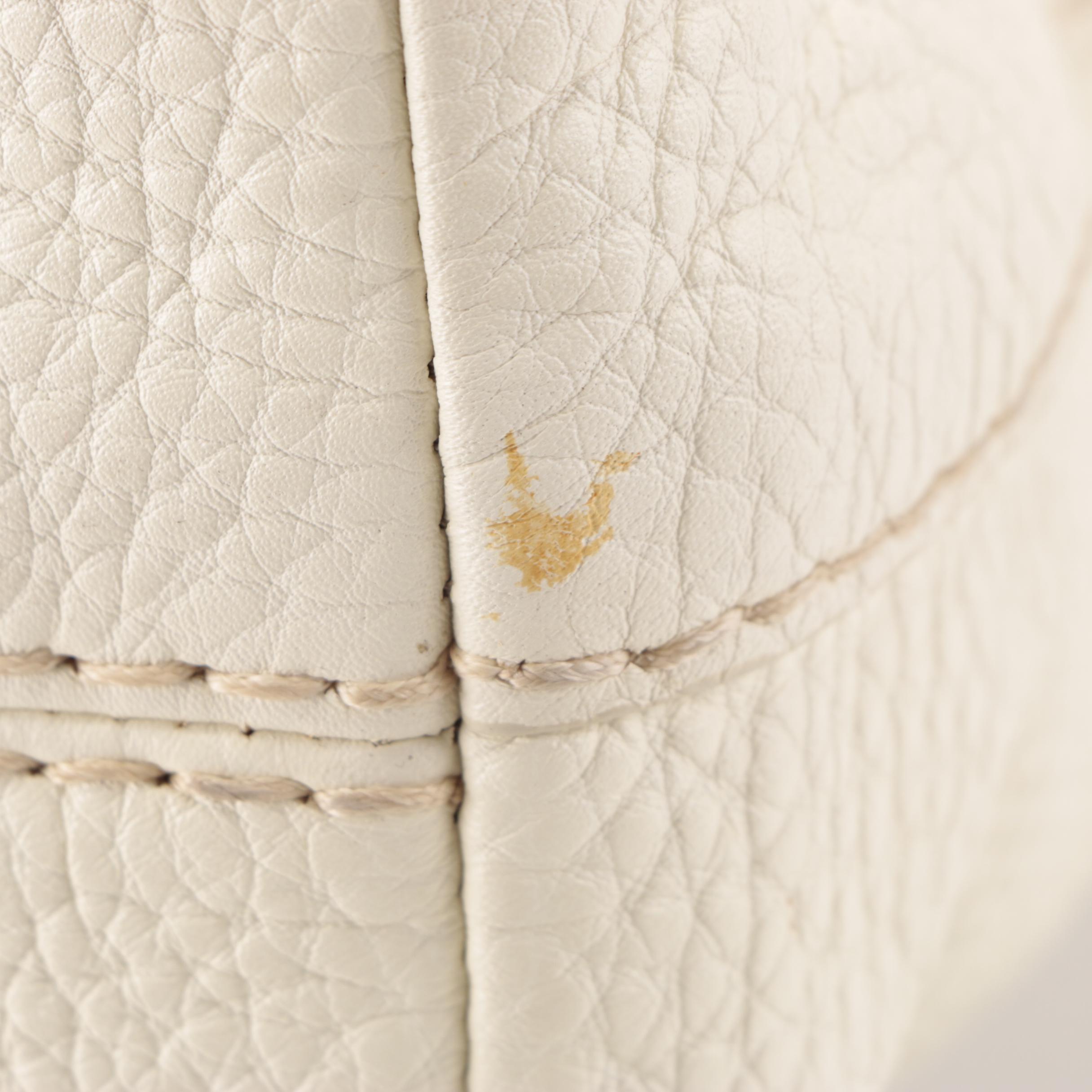 Prada Convertible Tote Bag in Bianco Vitello Daino Leather