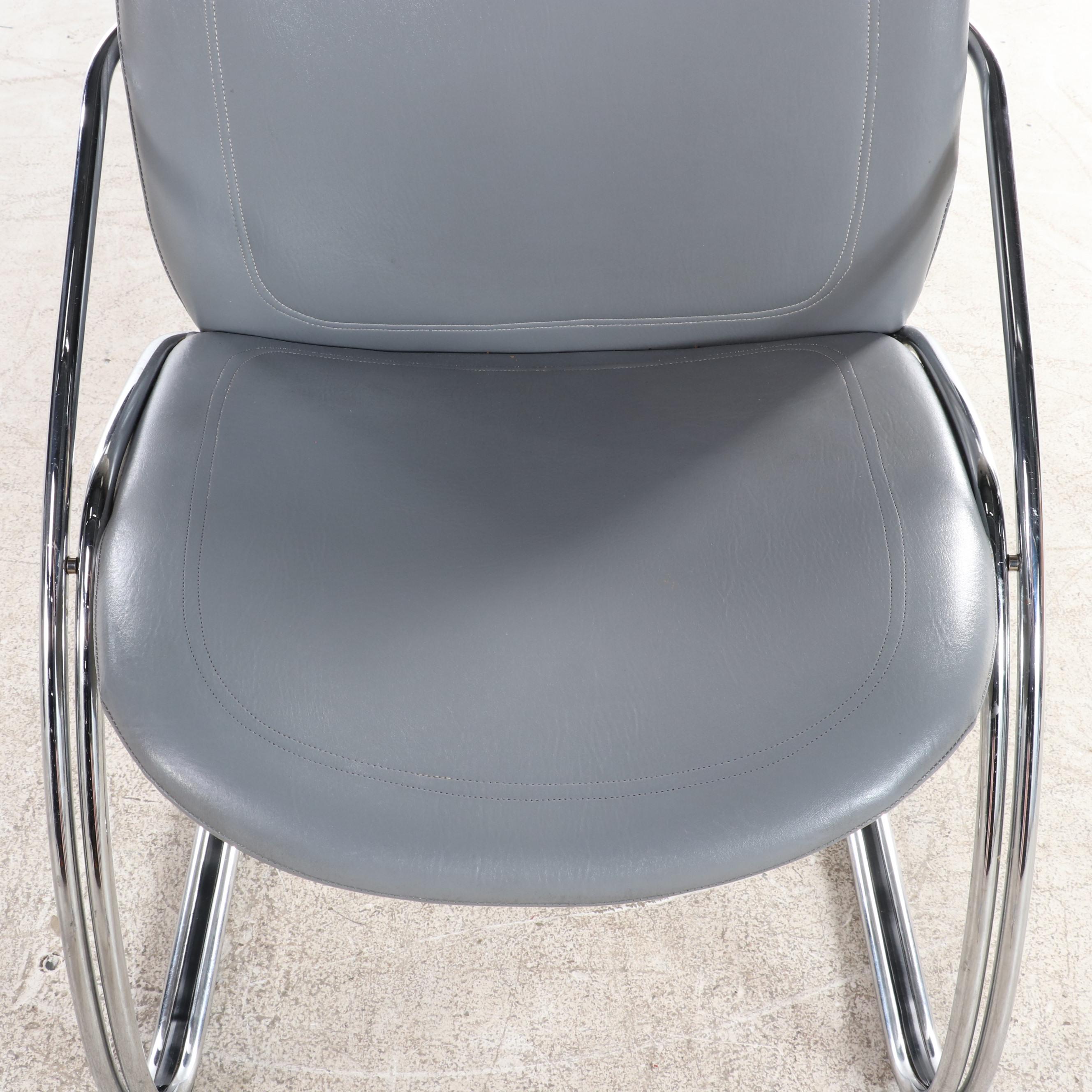 Four Thema Italian Modernist Chrome Cantilever Chairs, Attr. to Gastone Rinaldi