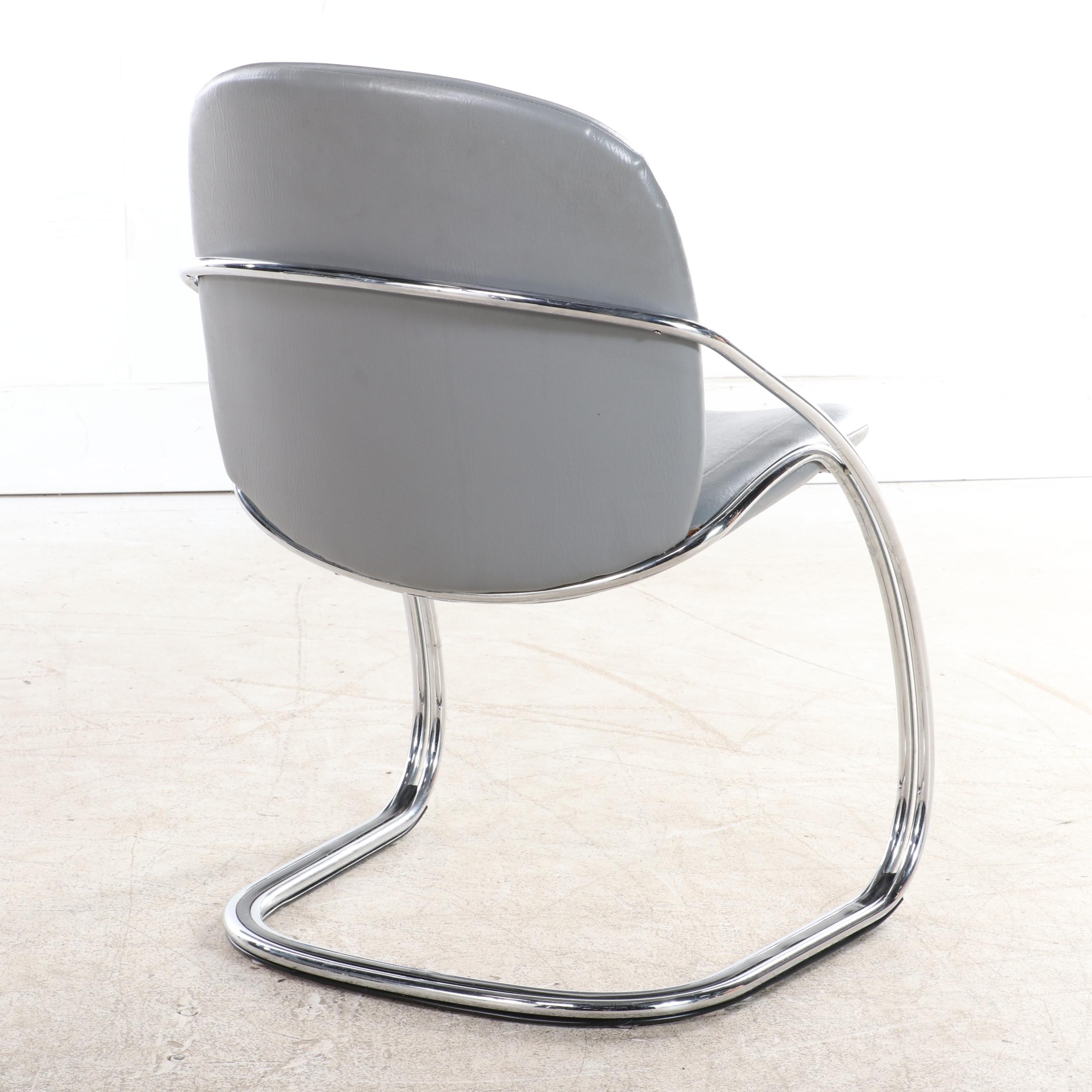 Four Thema Italian Modernist Chrome Cantilever Chairs, Attr. to Gastone Rinaldi