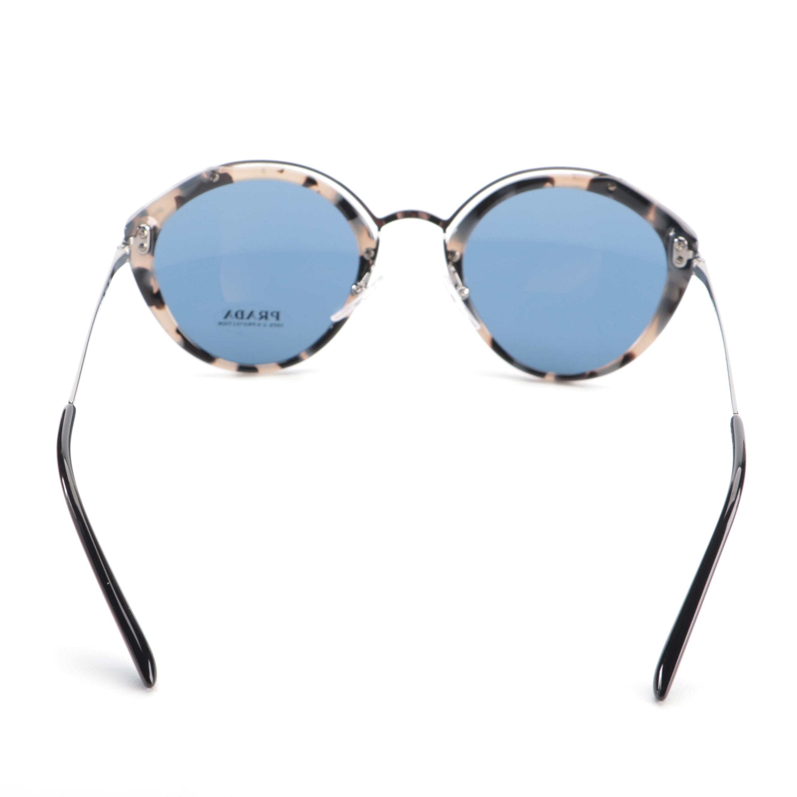 Prada SPR18U Round Havana Sunglasses with Case and Box