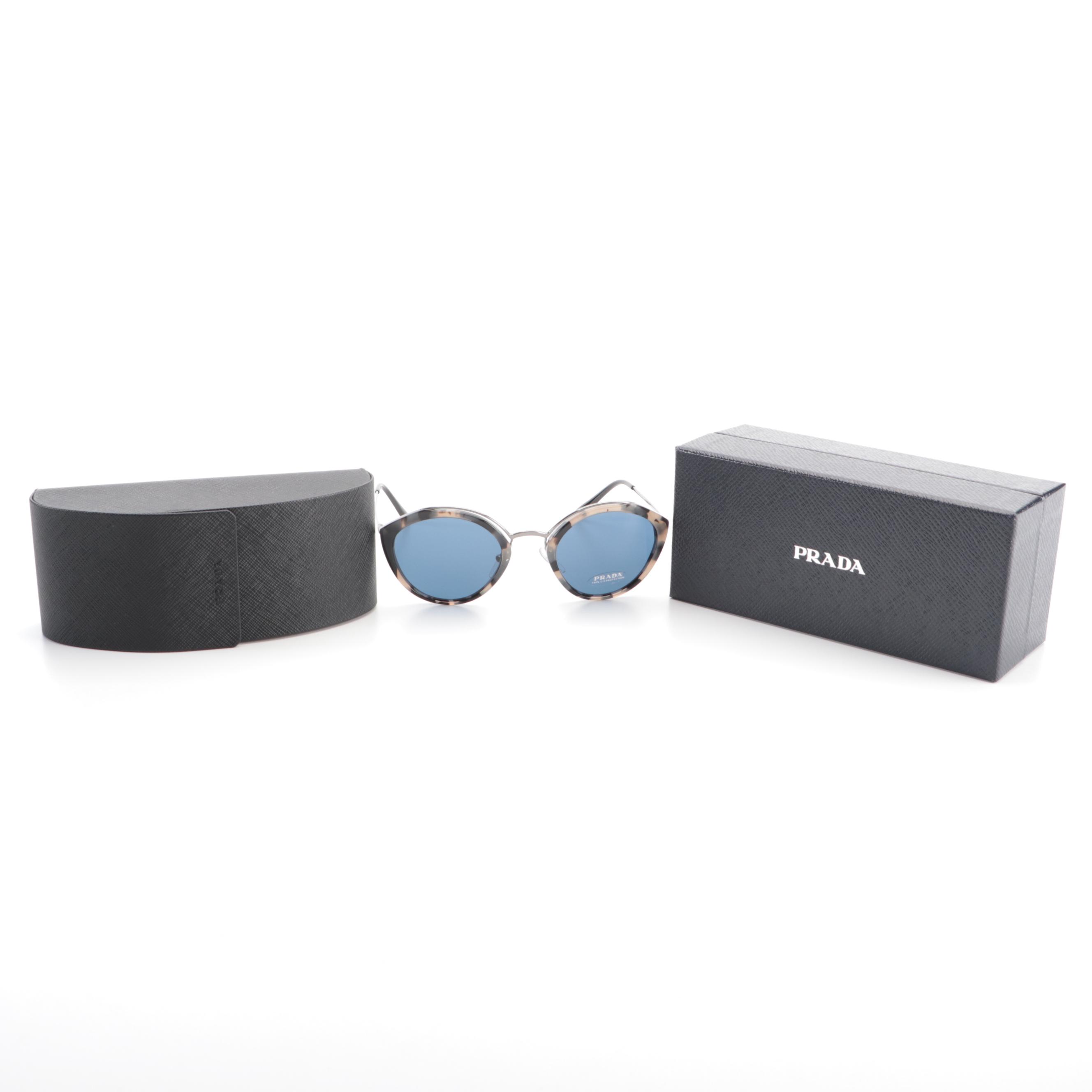 Prada SPR18U Round Havana Sunglasses with Case and Box