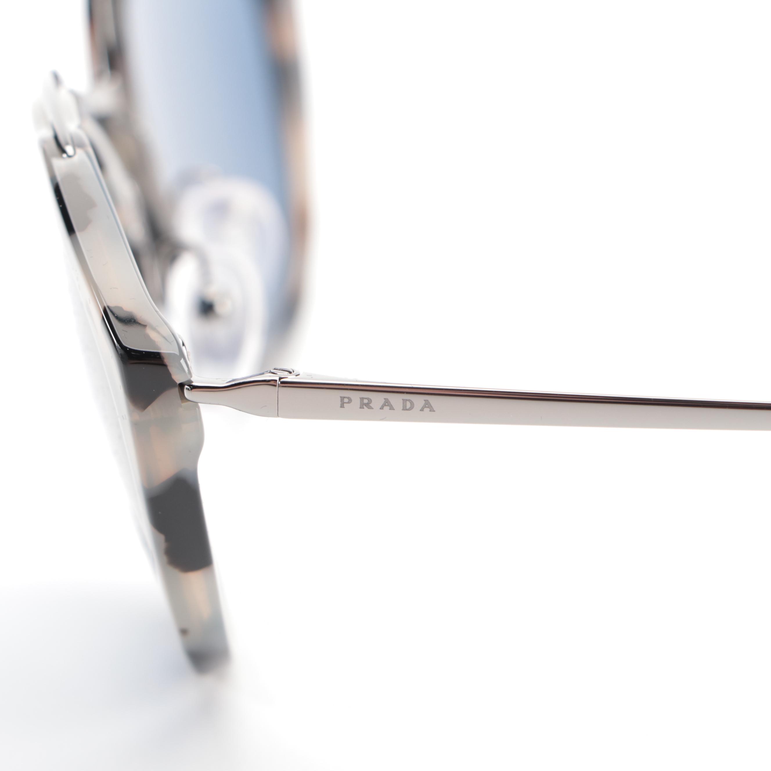 Prada SPR18U Round Havana Sunglasses with Case and Box