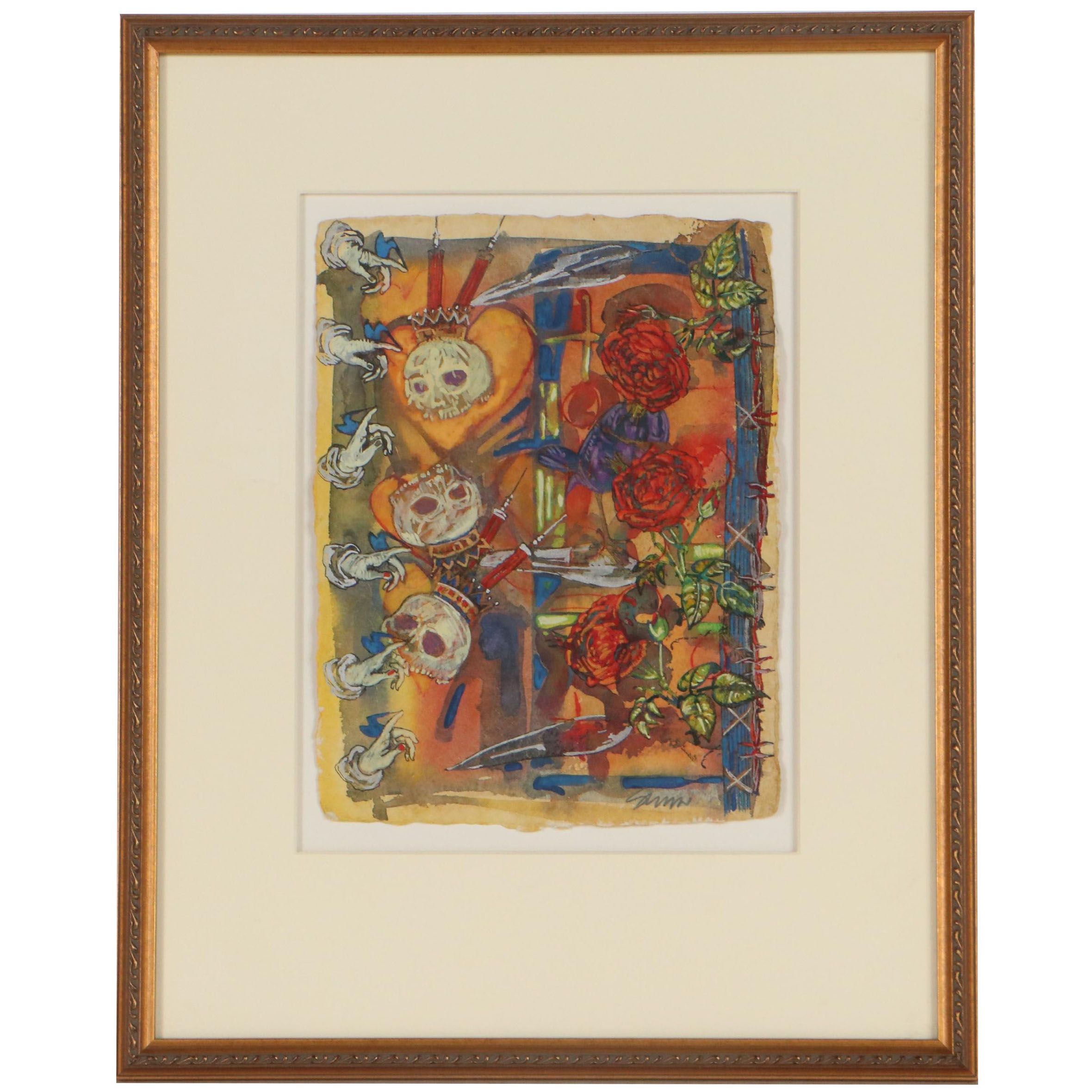 Sarah Roush Mixed Media Painting "Day of the Dead II"