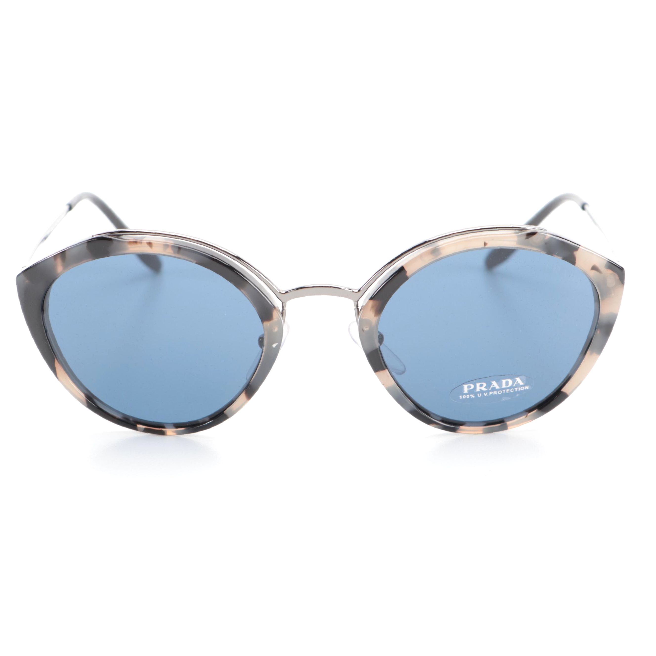 Prada SPR18U Round Havana Sunglasses with Case and Box