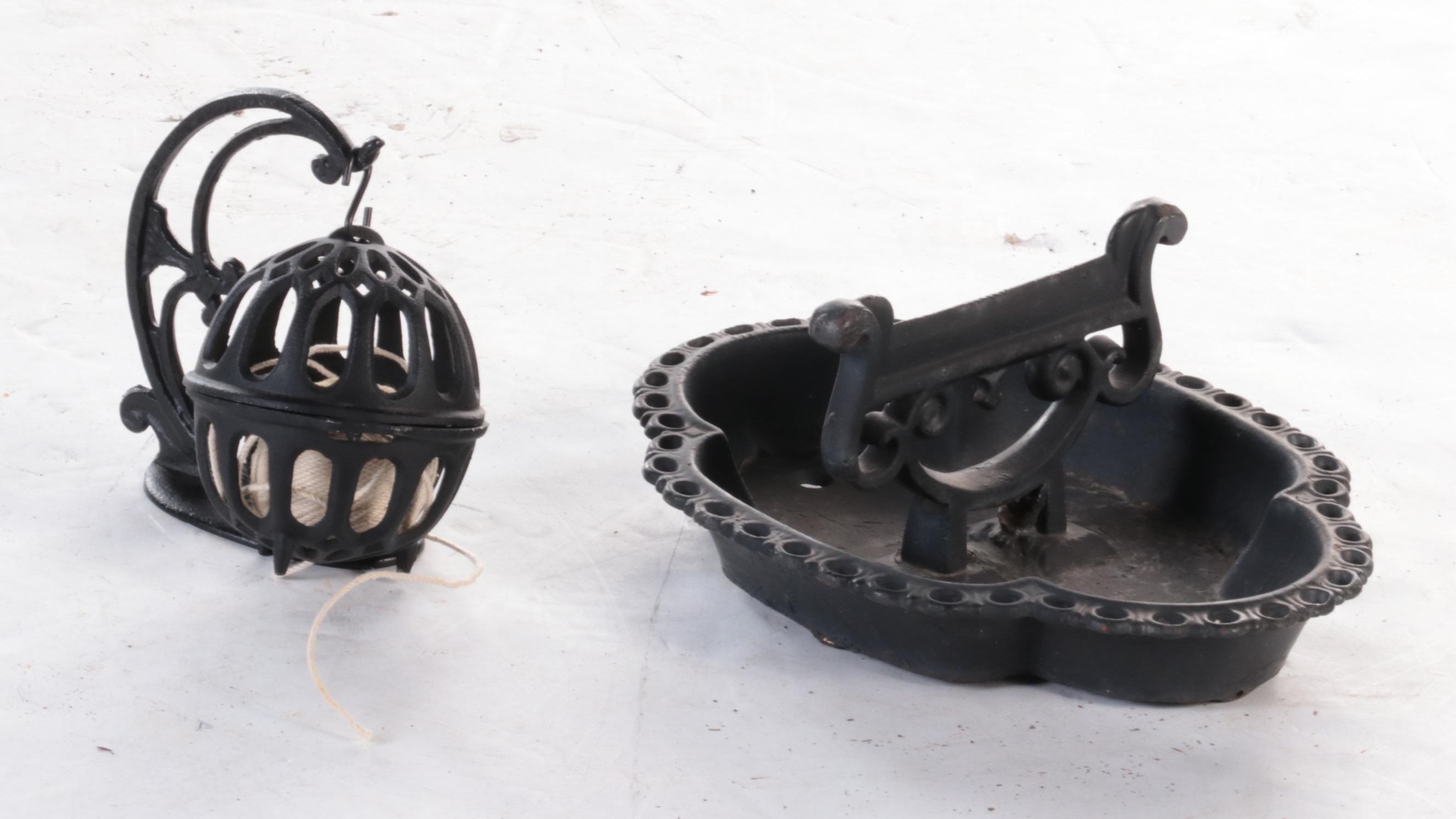 Cast Iron Fireplace Tool Set with Boot Scraper and String Holder, 20th Century