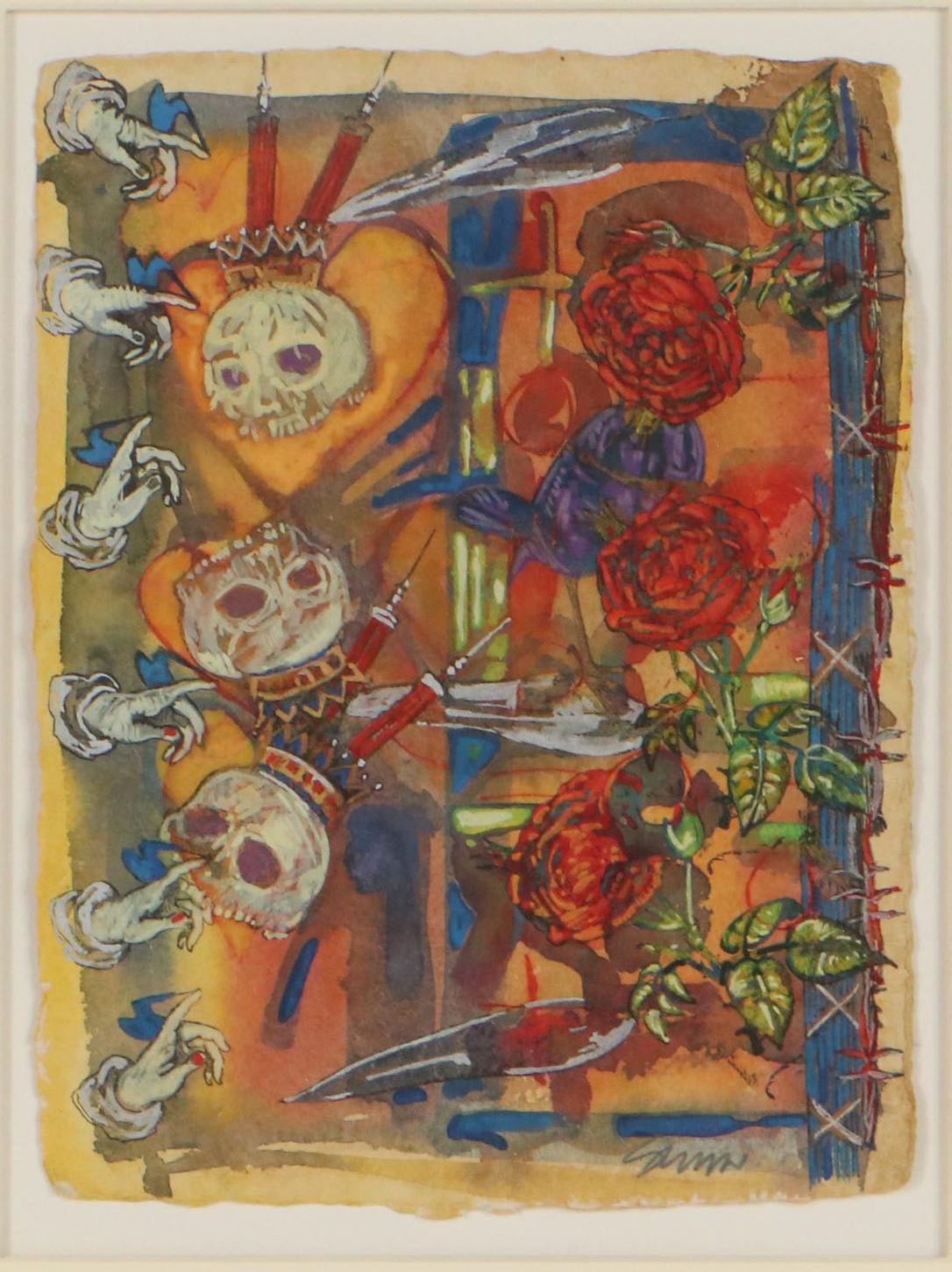 Sarah Roush Mixed Media Painting "Day of the Dead II"
