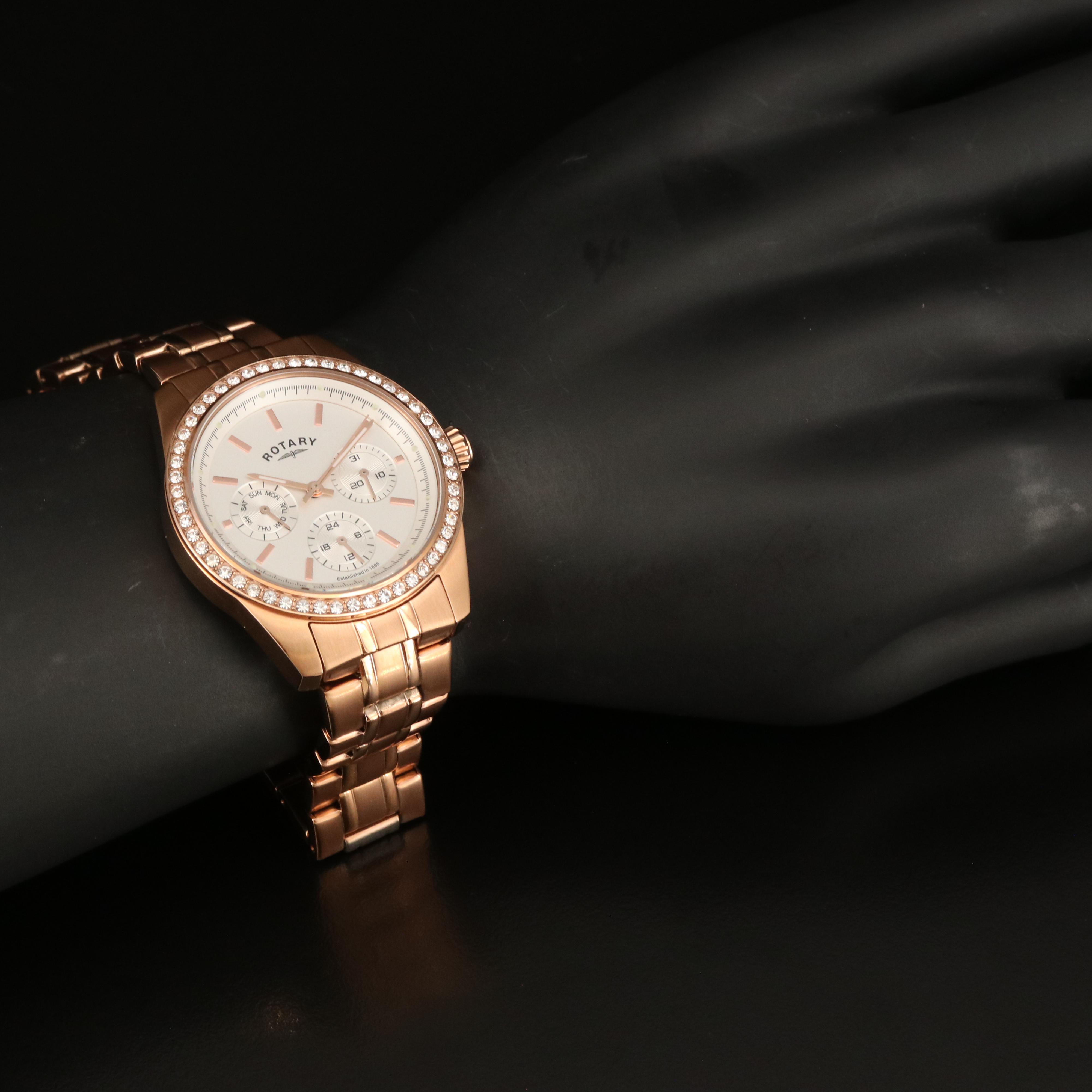 Rotary Multi-Function Crystal Bezel Watch