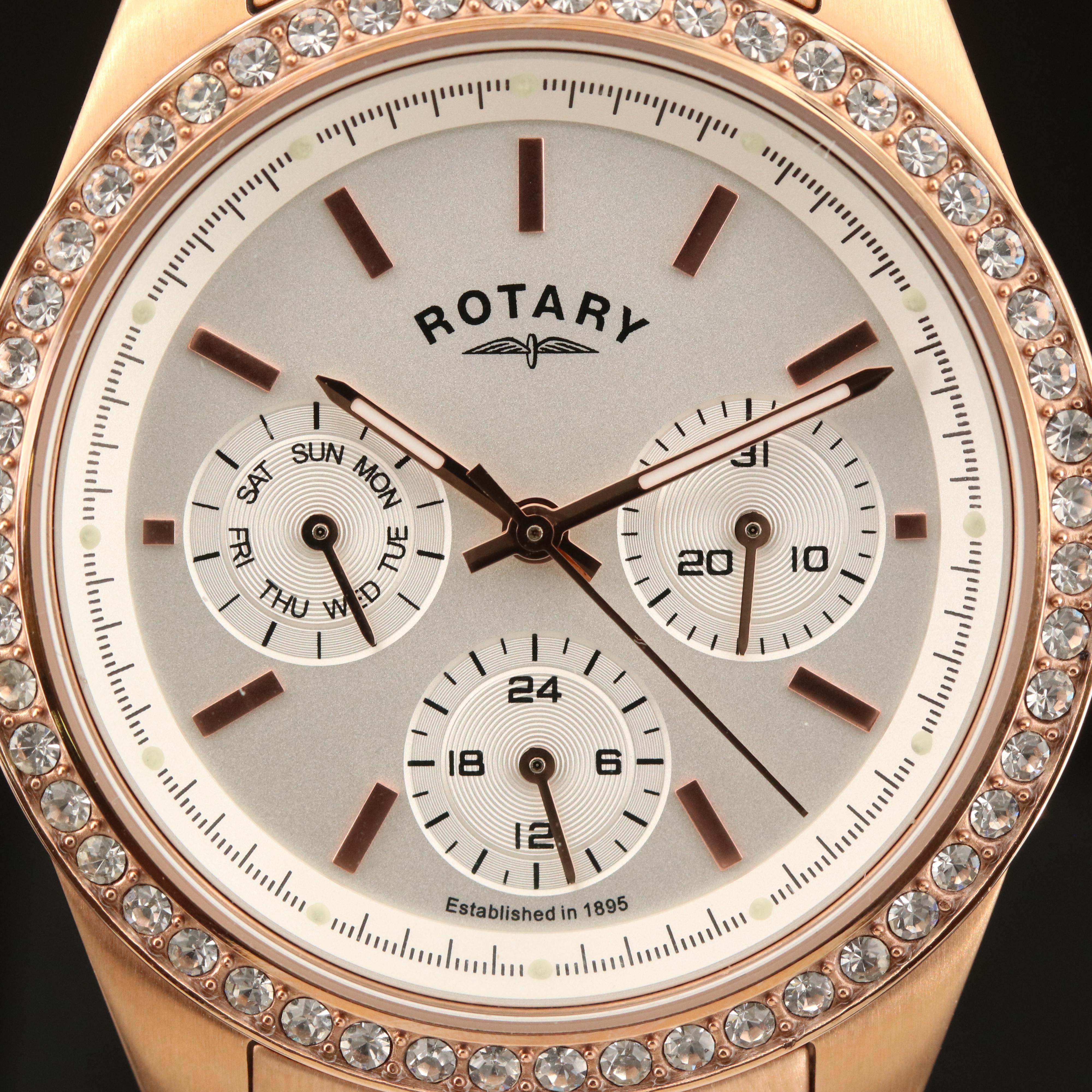 Rotary Multi-Function Crystal Bezel Watch