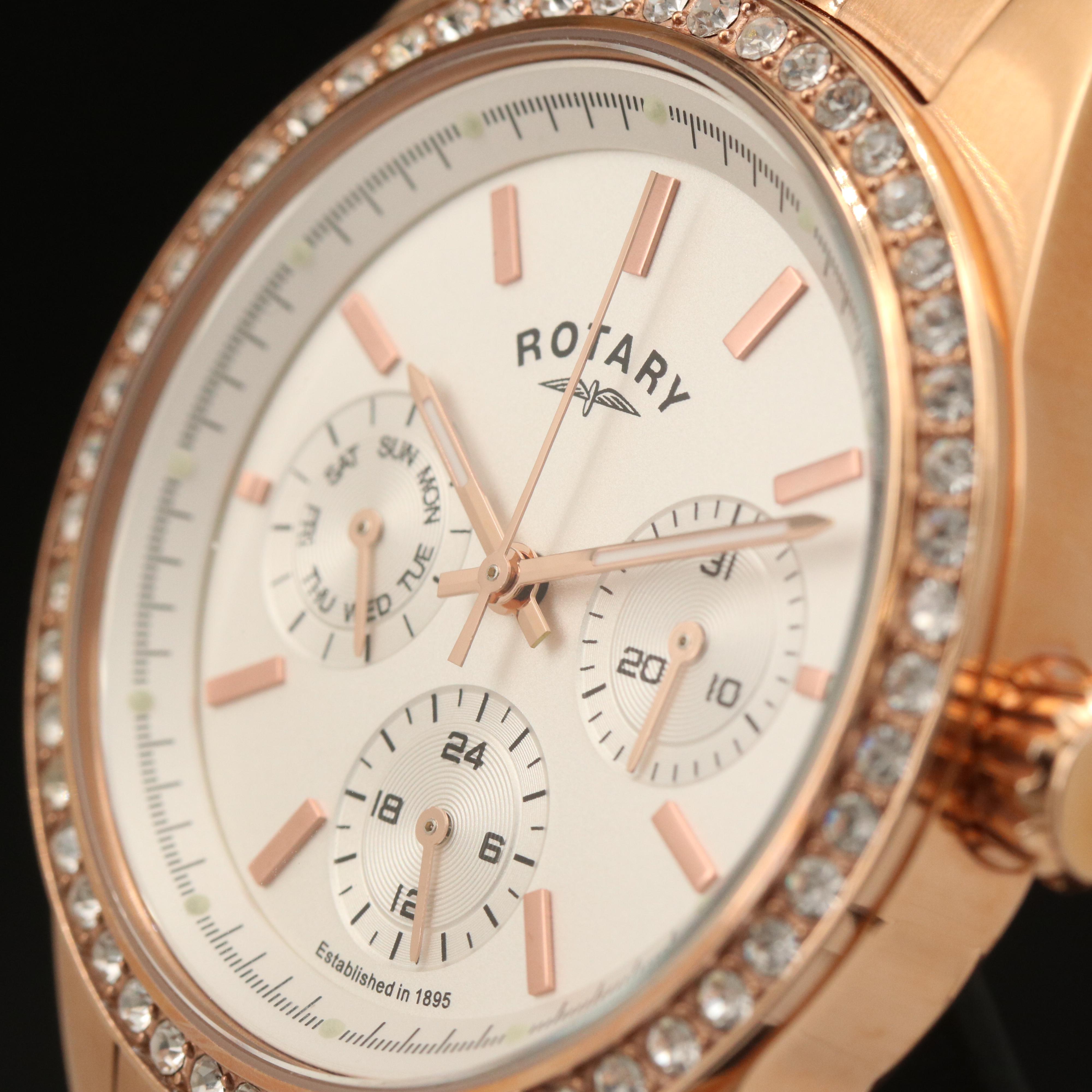 Rotary Multi-Function Crystal Bezel Watch
