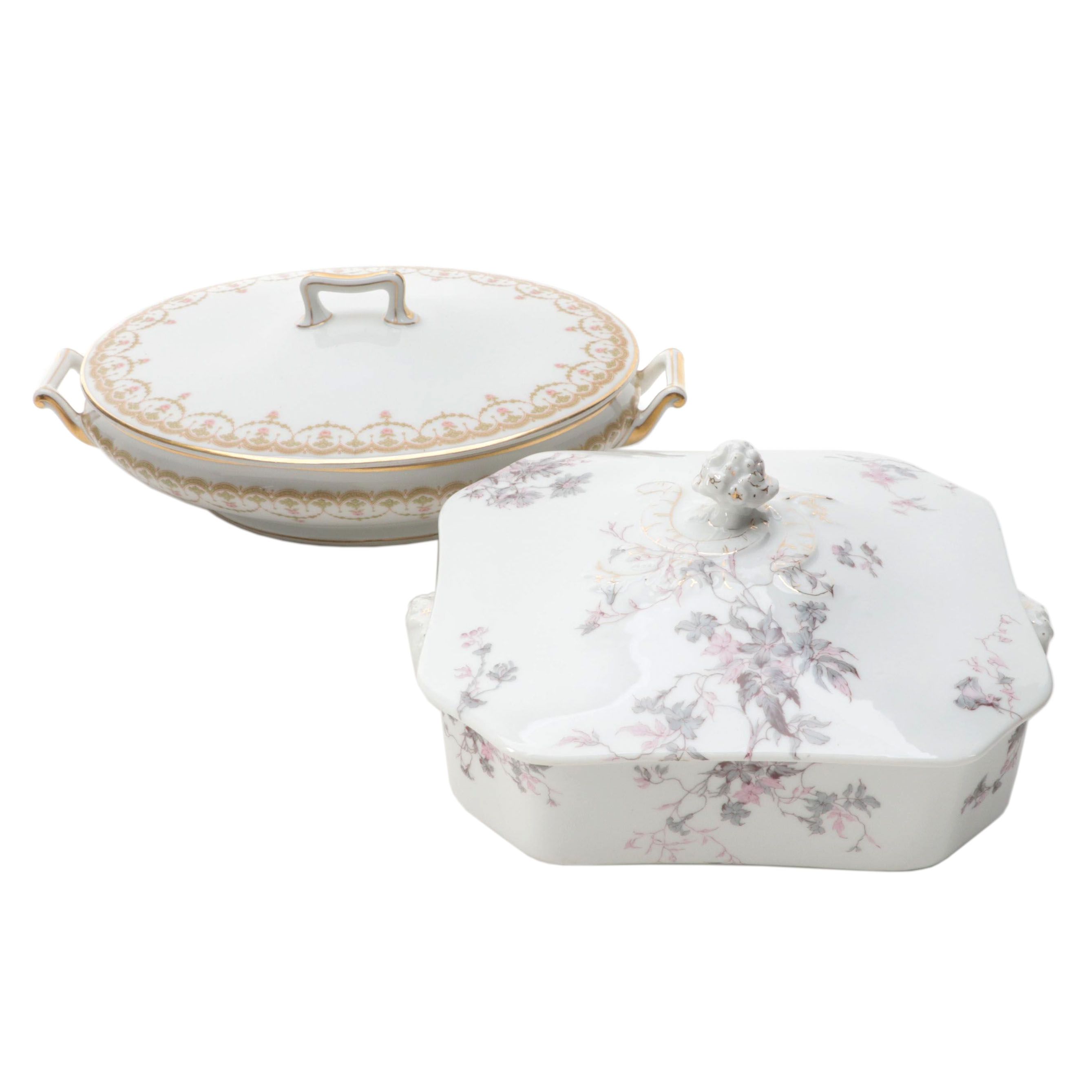 Haviland Hand-Painted Porcelain Serving Dishes, Mid-20th Century