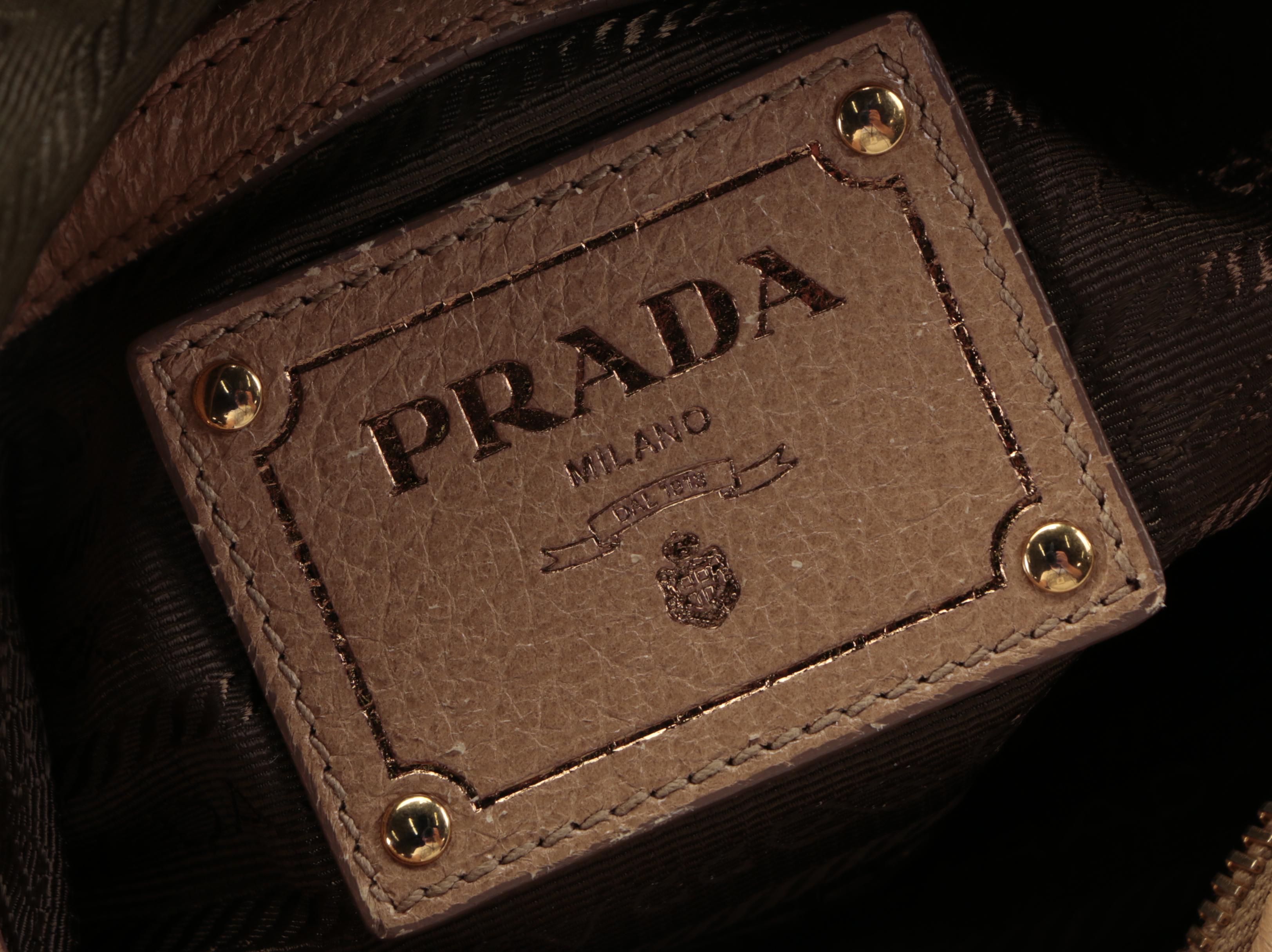 Prada Small Shoulder Bag in Dark Beige Cervo Lux Deerskin Leather