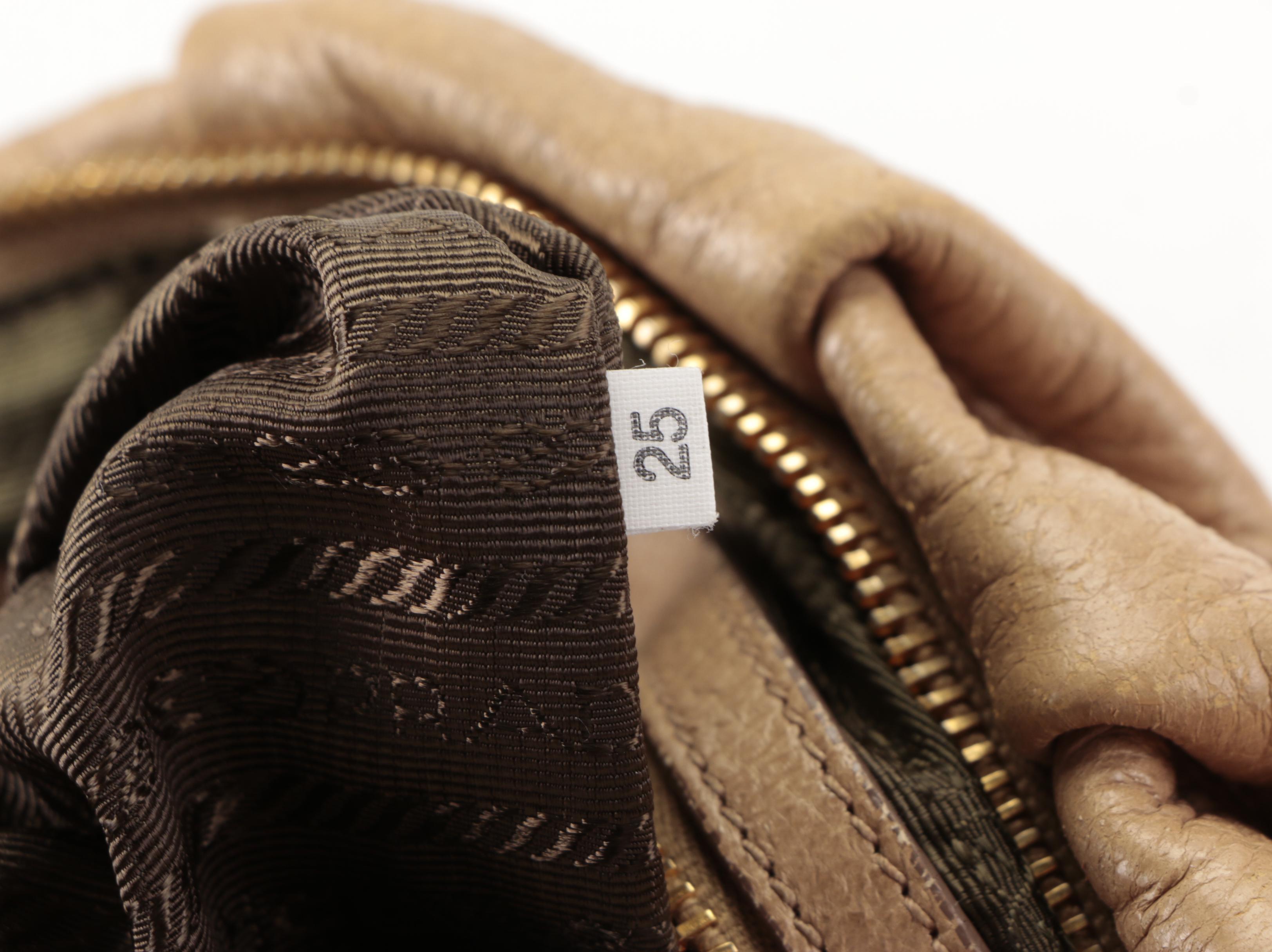 Prada Small Shoulder Bag in Dark Beige Cervo Lux Deerskin Leather