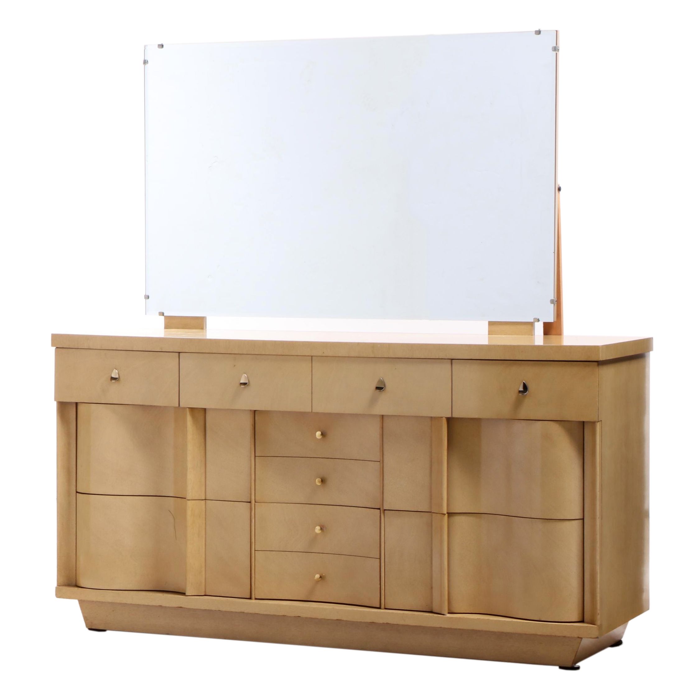 Kent Coffey Style Mid Century Modern Blonde Wood Ten-Drawer Dresser