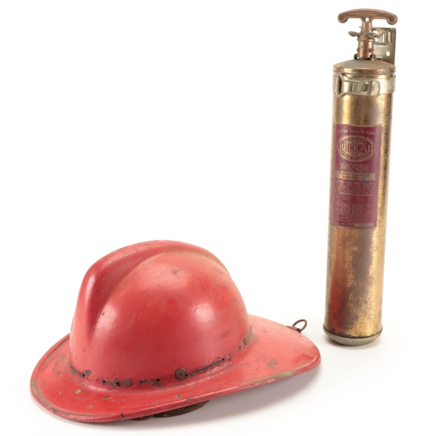 General Fire Guard Fire Extinguisher With Firefighter's Helmet, Early/Mid-20th C