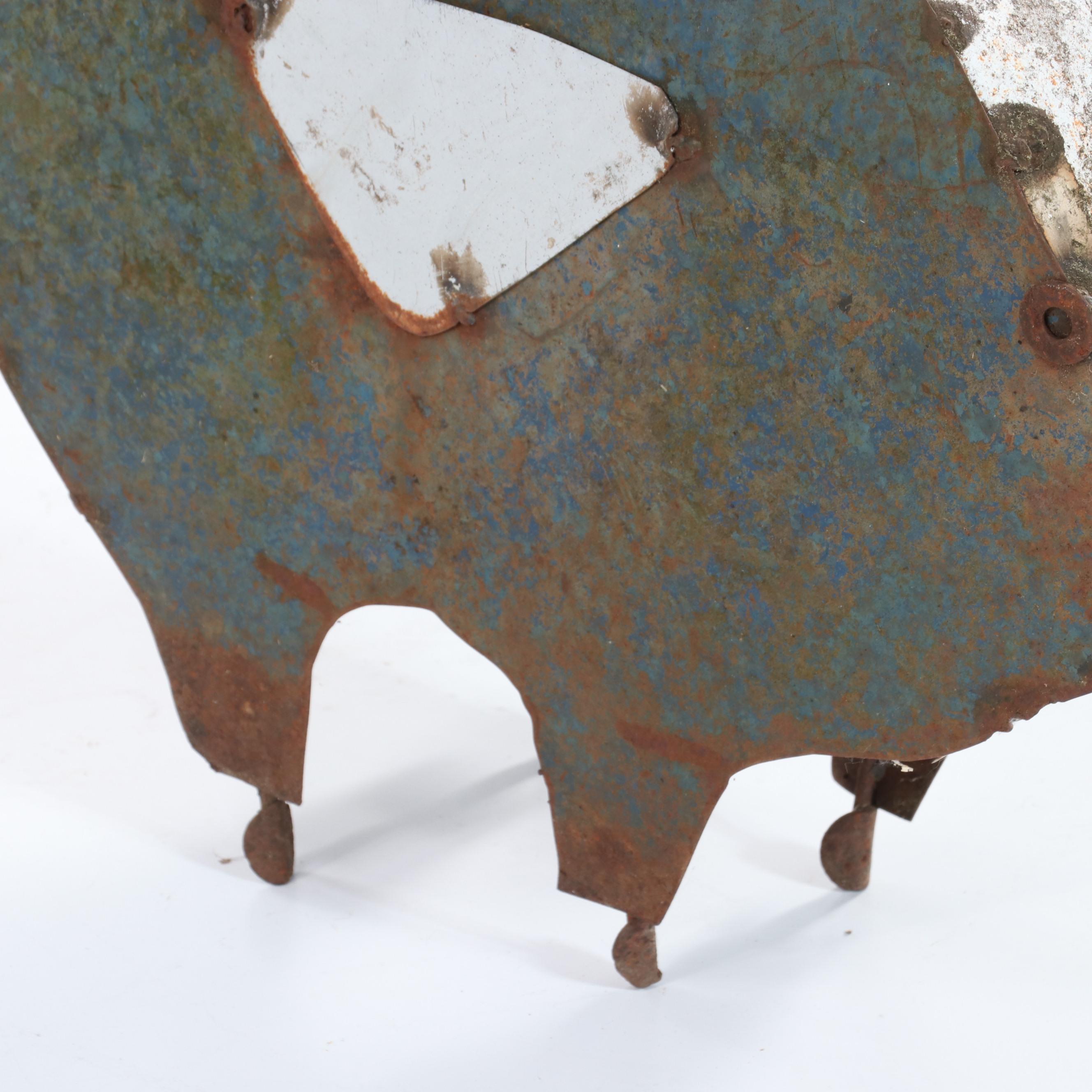 Folk Art Metal Sculpture of Winged Pig