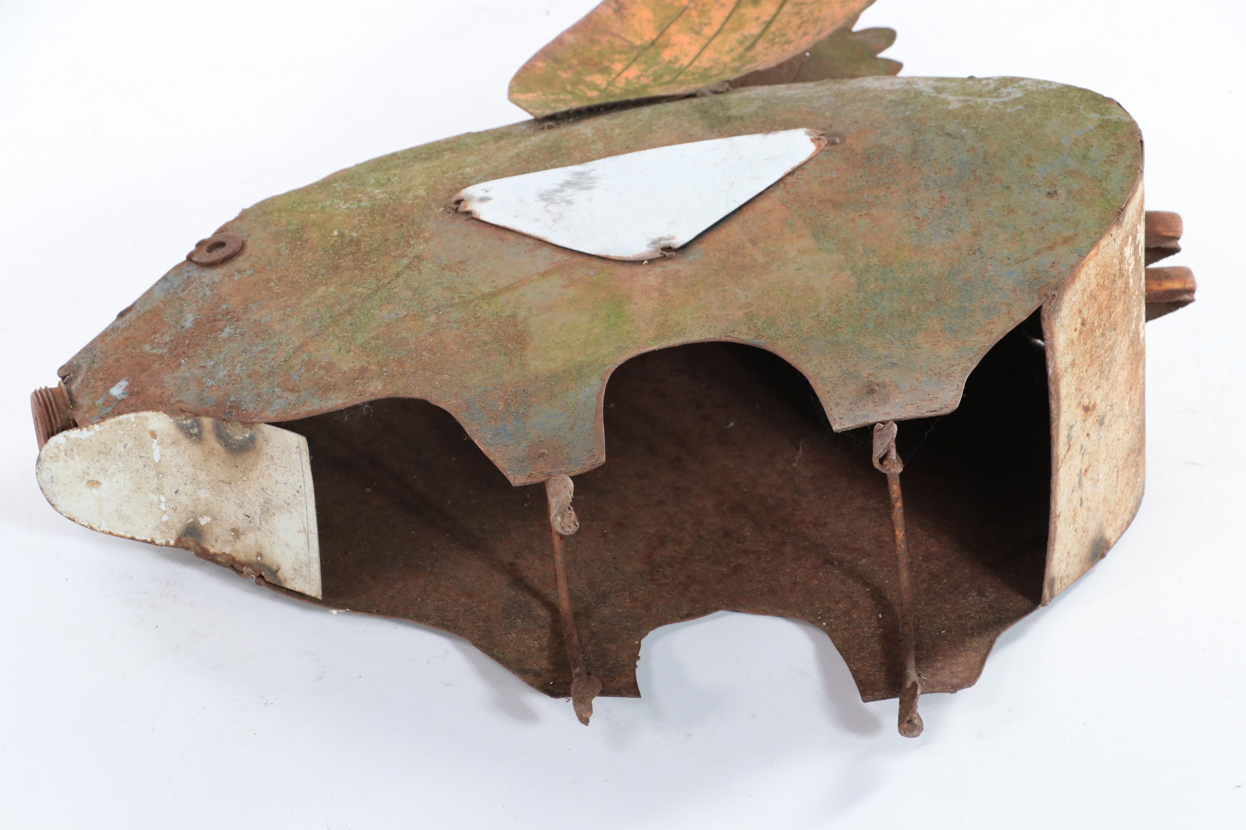 Folk Art Metal Sculpture of Winged Pig