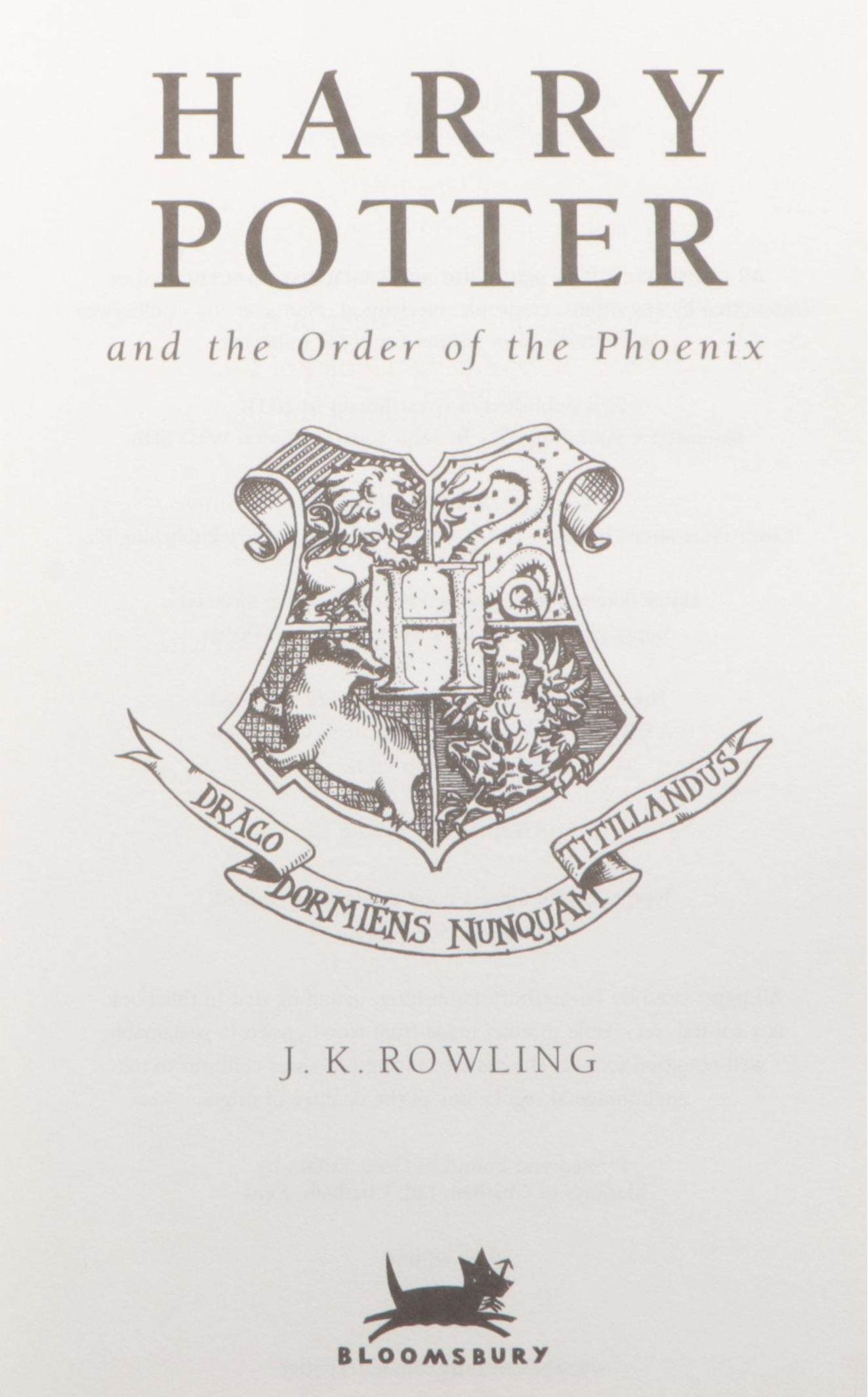First UK Edition "Harry Potter and the Order of the Phoenix" by J. K. Rowling