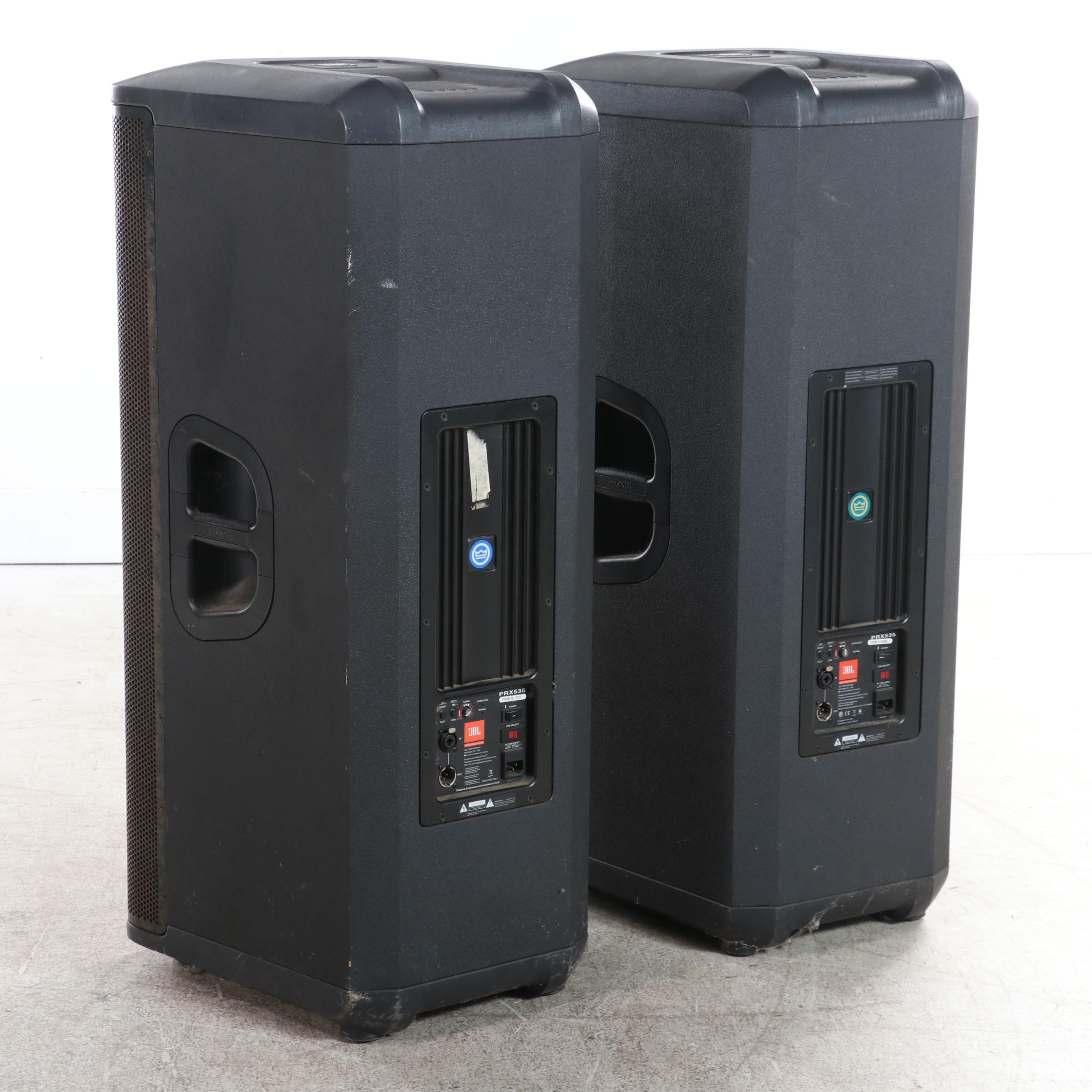 Pair of JBL Crown PRX535 Professional Floor Standing Three-Way Speakers