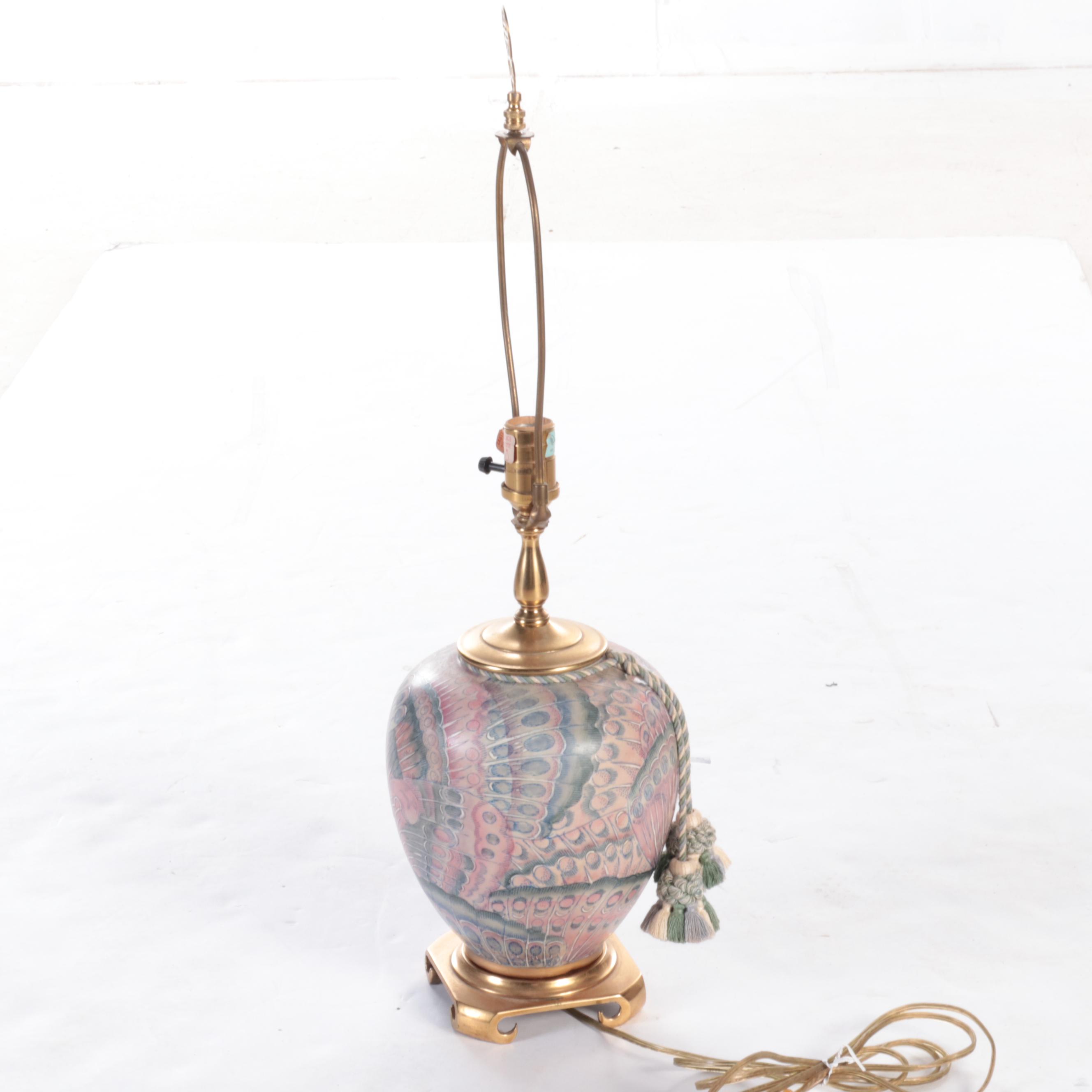 Ethan Allen Pastel Pink and Blue Ceramic Table Lamp, Late 20th Century