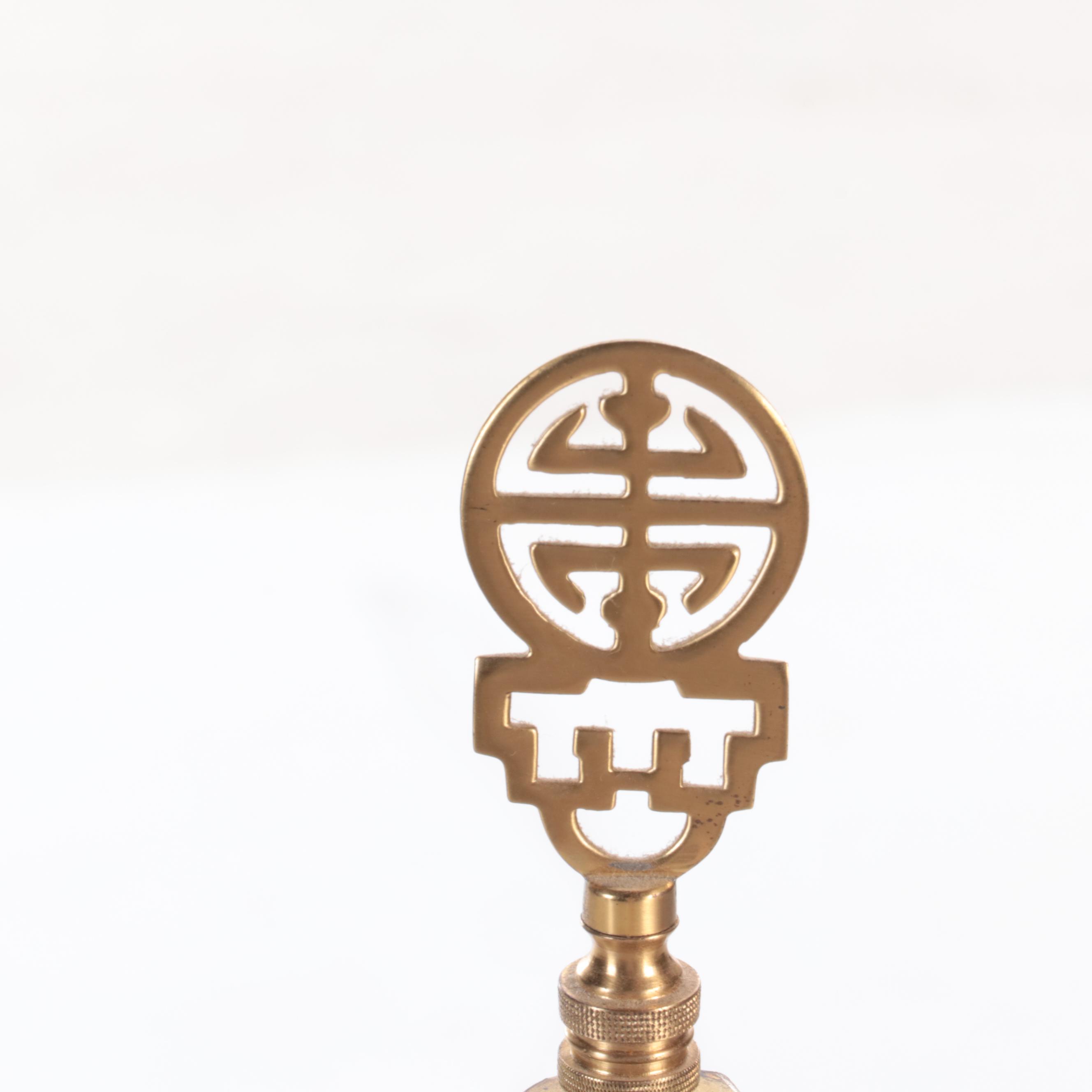 Ethan Allen Pastel Pink and Blue Ceramic Table Lamp, Late 20th Century