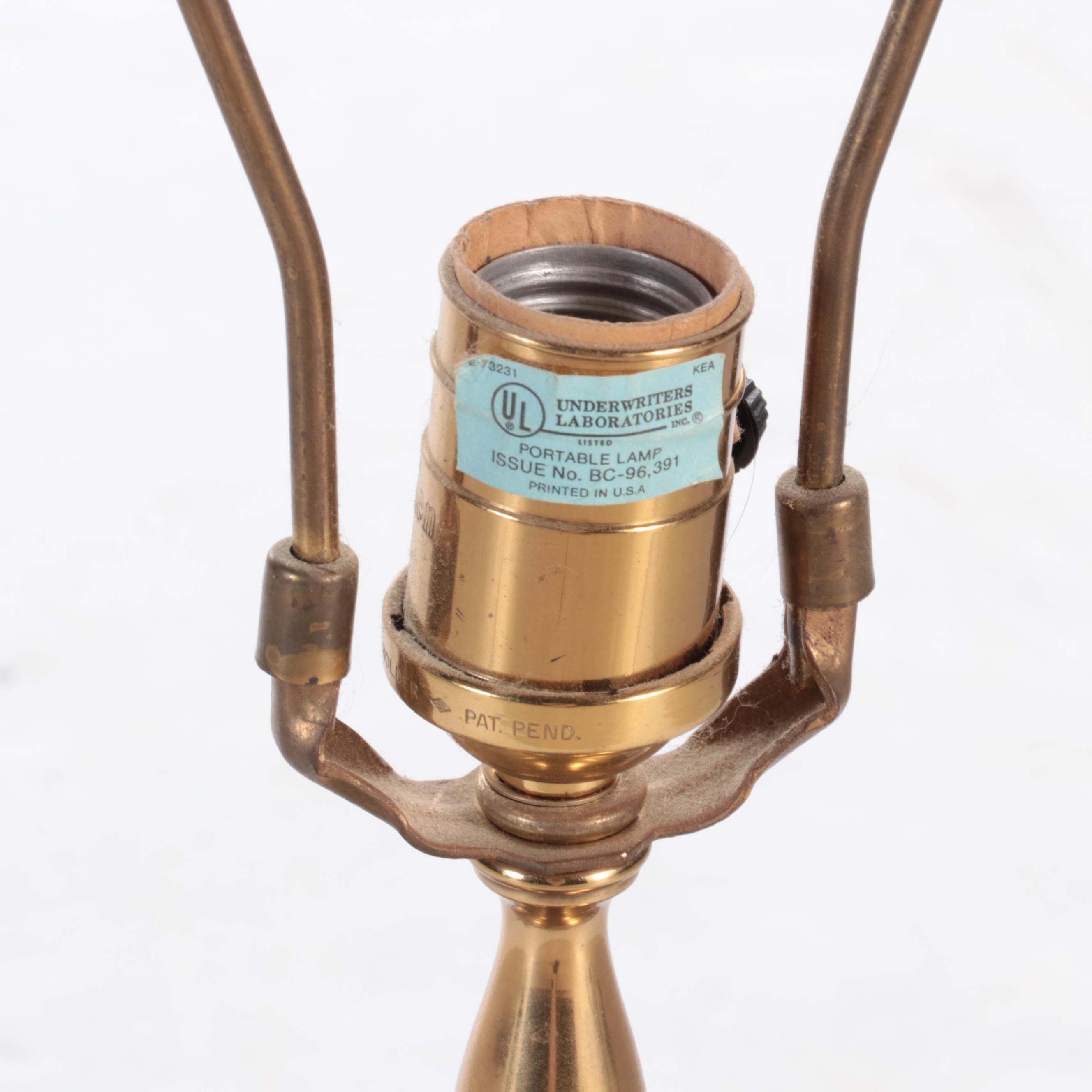 Ethan Allen Pastel Pink and Blue Ceramic Table Lamp, Late 20th Century