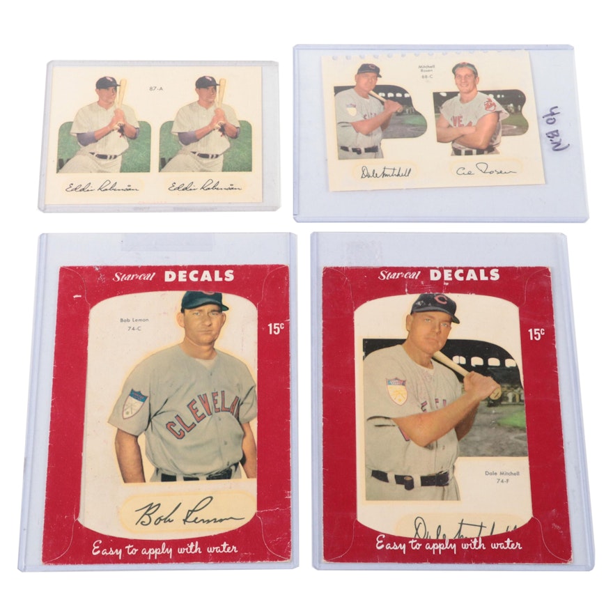 1952 Star-Cal Decals and Cards With Indians Mitchell, Lemon, Rosen and Others