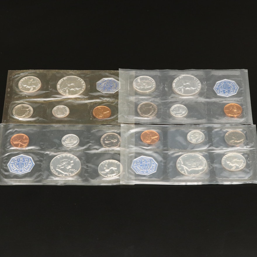 Four Early U.S. Mint Silver Proof Sets Featuring 1961 and 1964