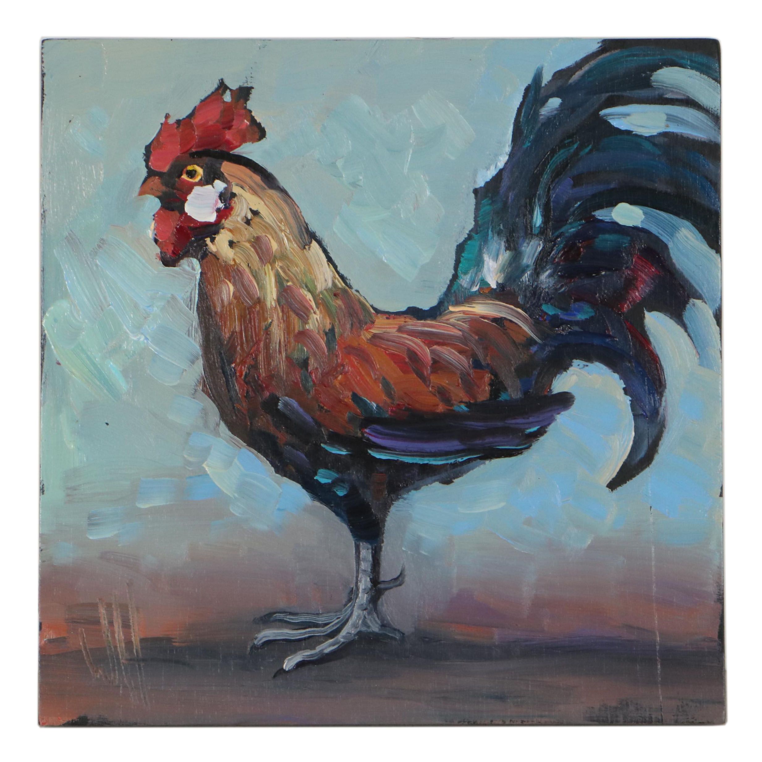 William Hawkins Oil Painting of Rooster