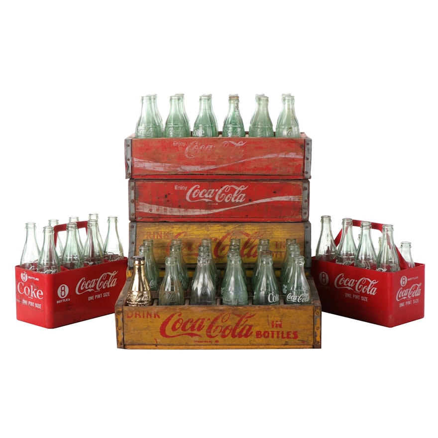 Coca-Cola and Pepsi Crates, Carriers, Bottles and Commemorative Gold Bottle