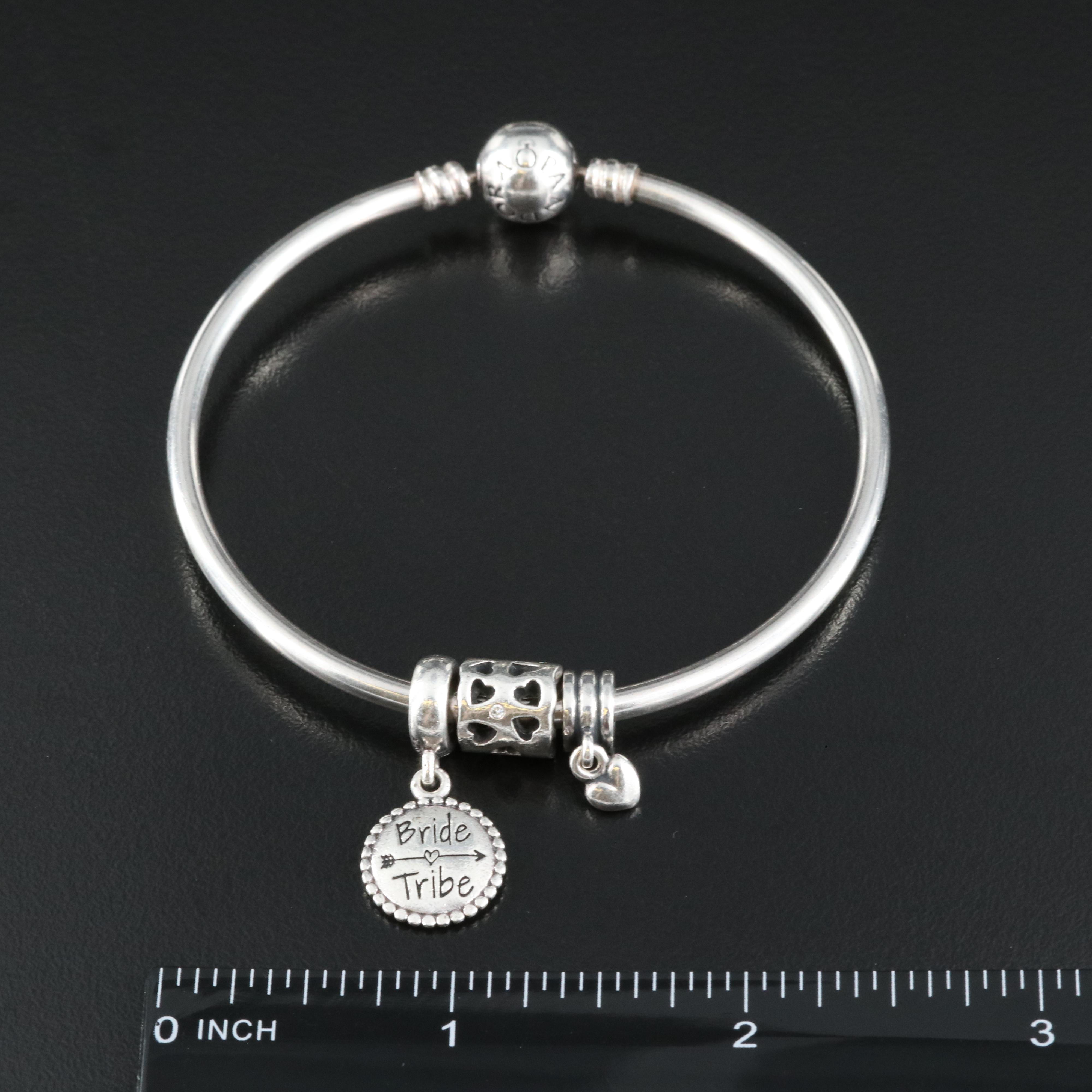 Pandora Sterling Charm Necklace and Bracelet with Cubic Zirconia Accents