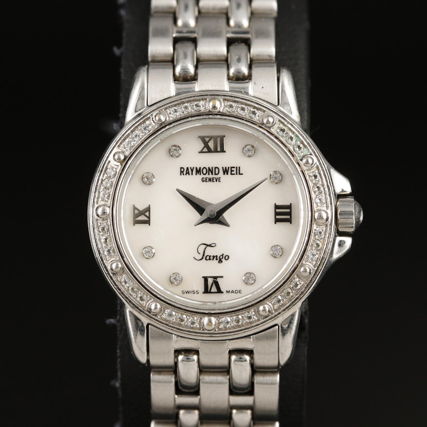 Raymond Weil Tango Mother-of-Pearl and Cubic Zirconia Crystals Wristwatch