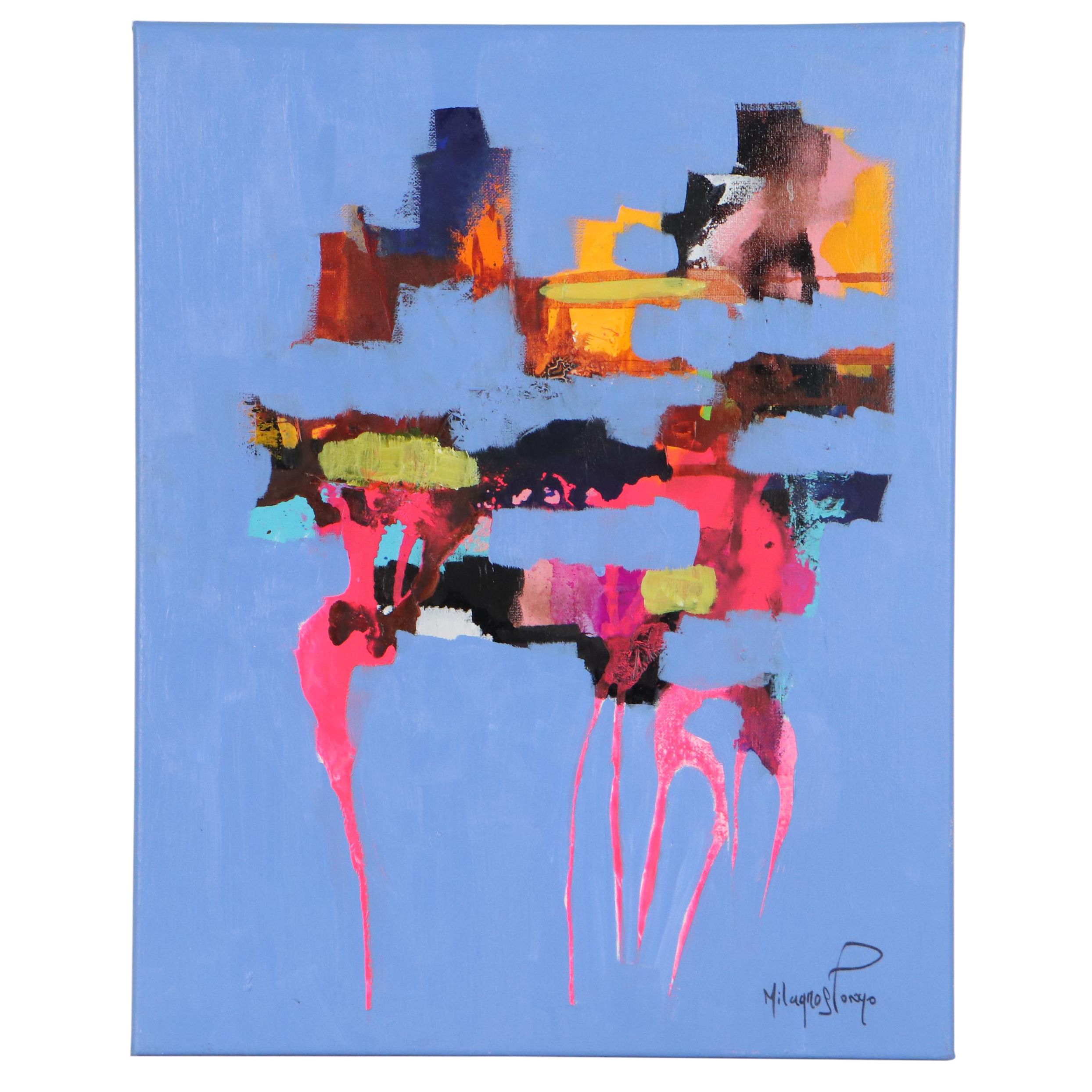 Milagros Pongo Abstract Mixed Media Painting "The City"