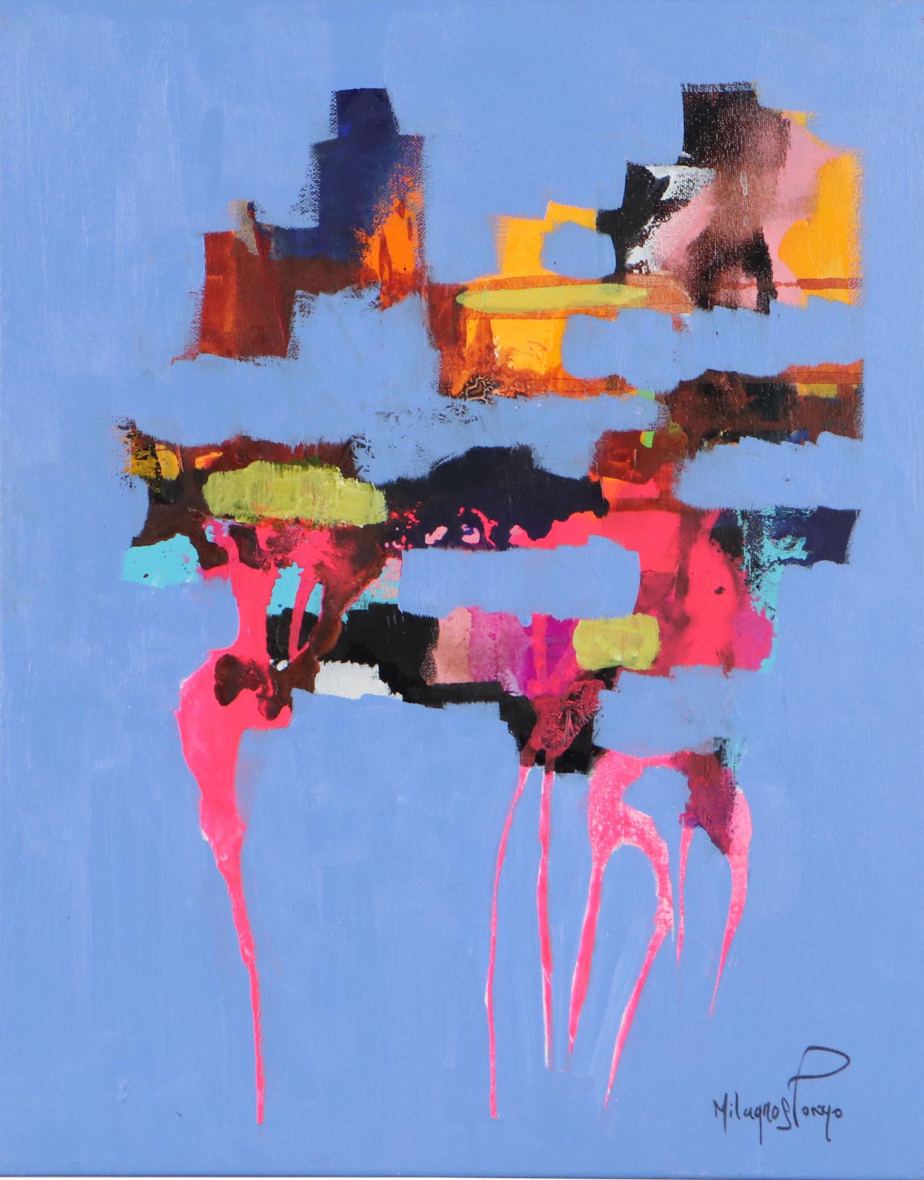 Milagros Pongo Abstract Mixed Media Painting "The City"