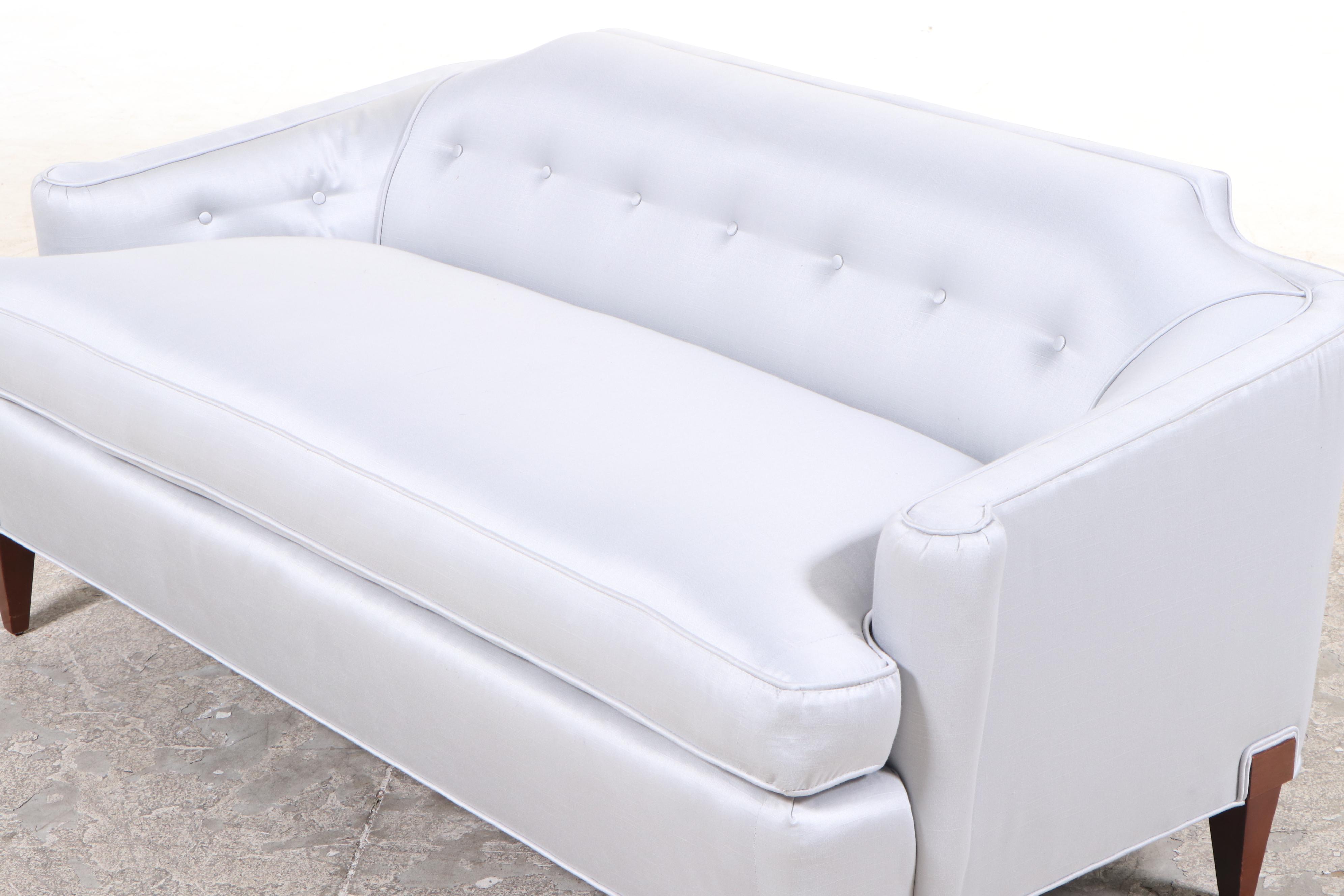 Hollywood Regency Style Tufted Low-Back Upholstered Loveseat