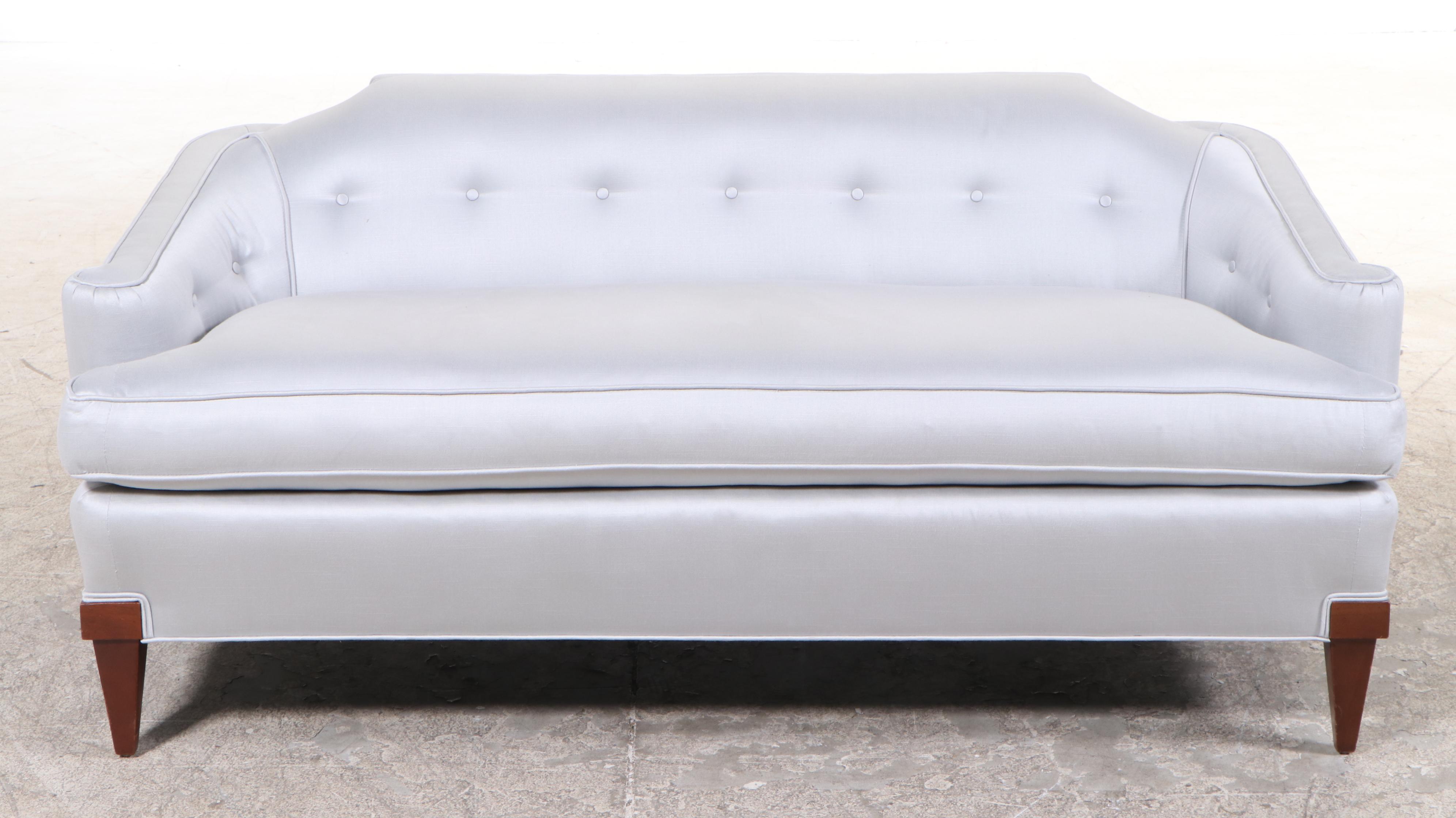 Hollywood Regency Style Tufted Low-Back Upholstered Loveseat