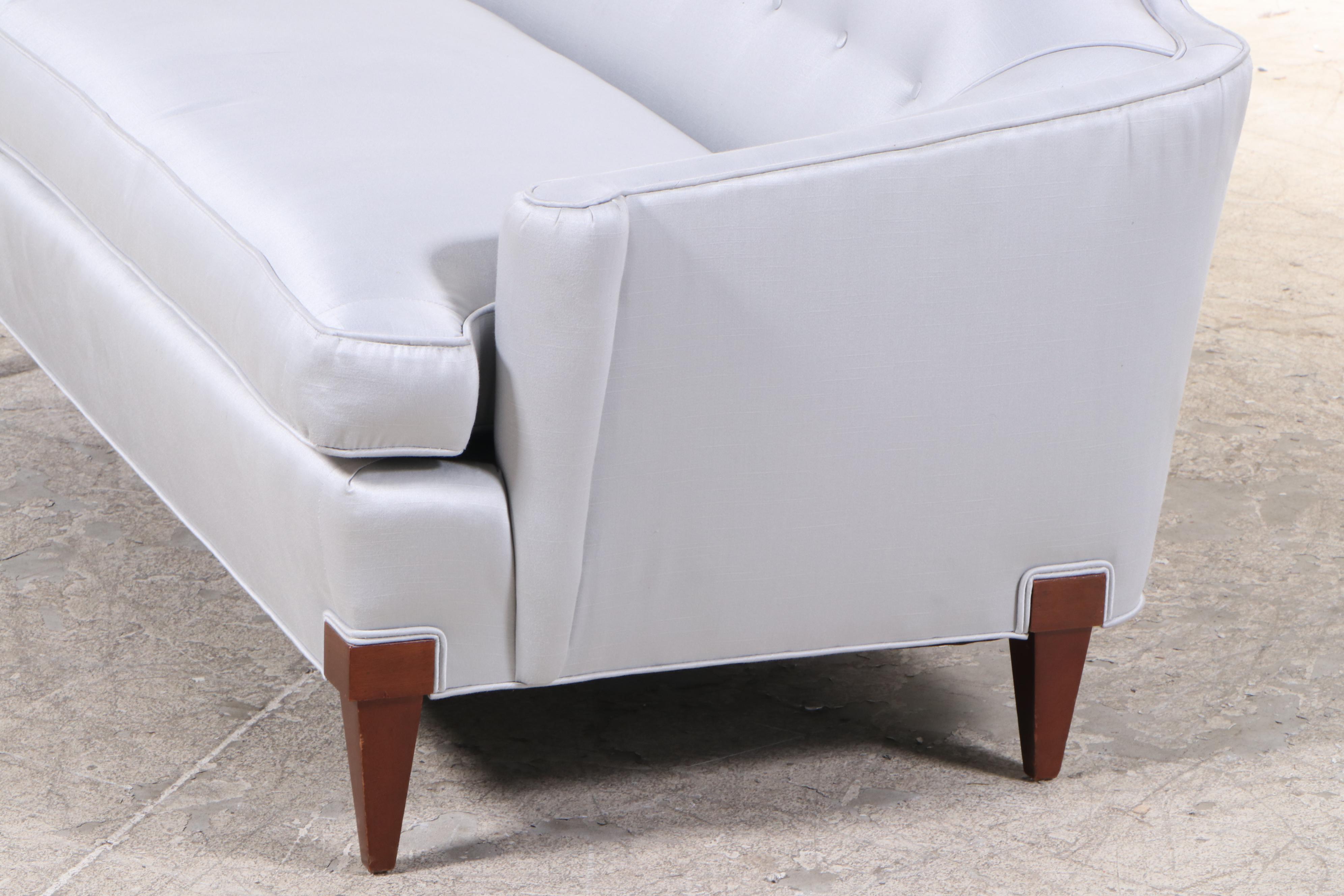 Hollywood Regency Style Tufted Low-Back Upholstered Loveseat