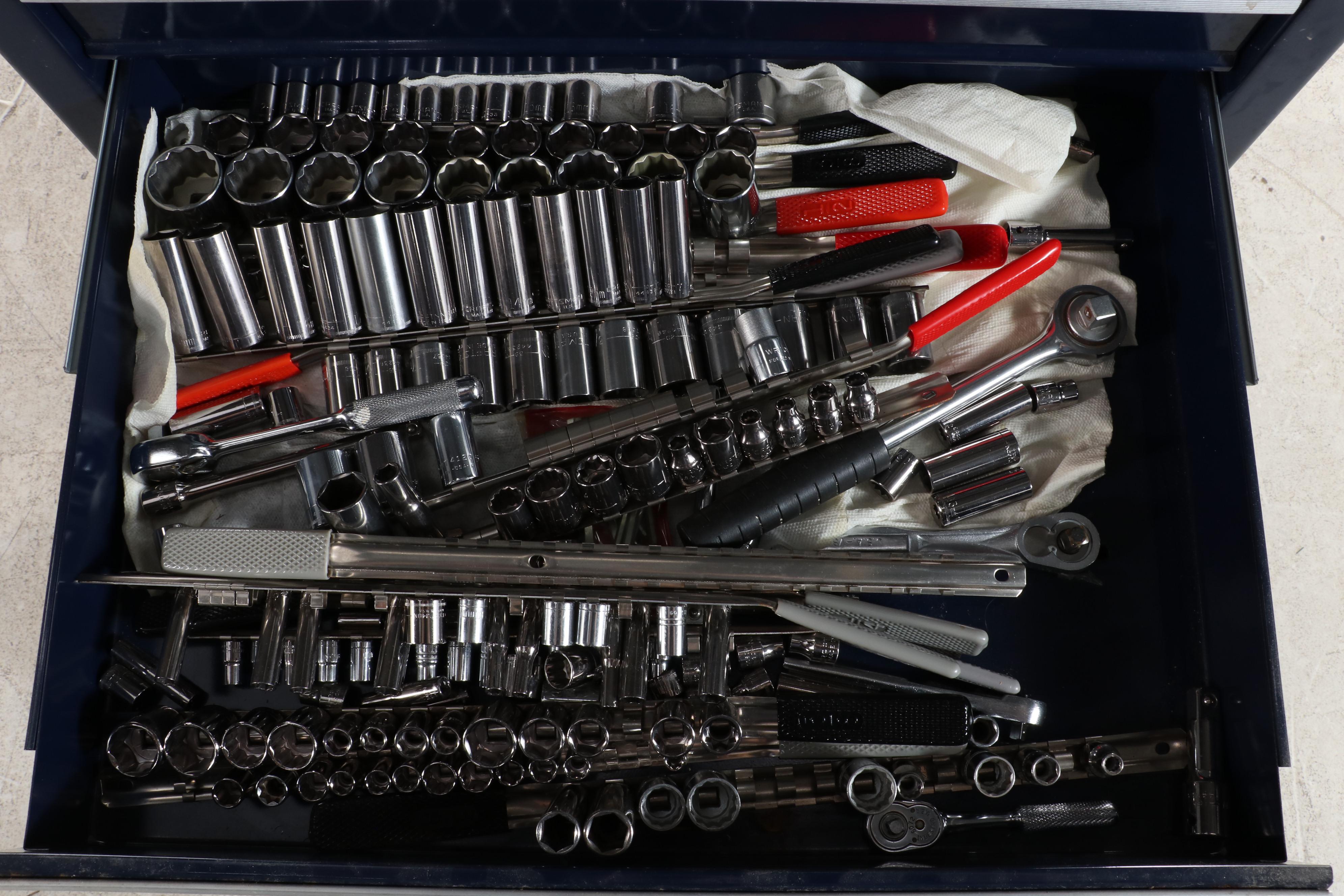 Craftsman Stacking Tool Chests on Casters With Assorted Tools